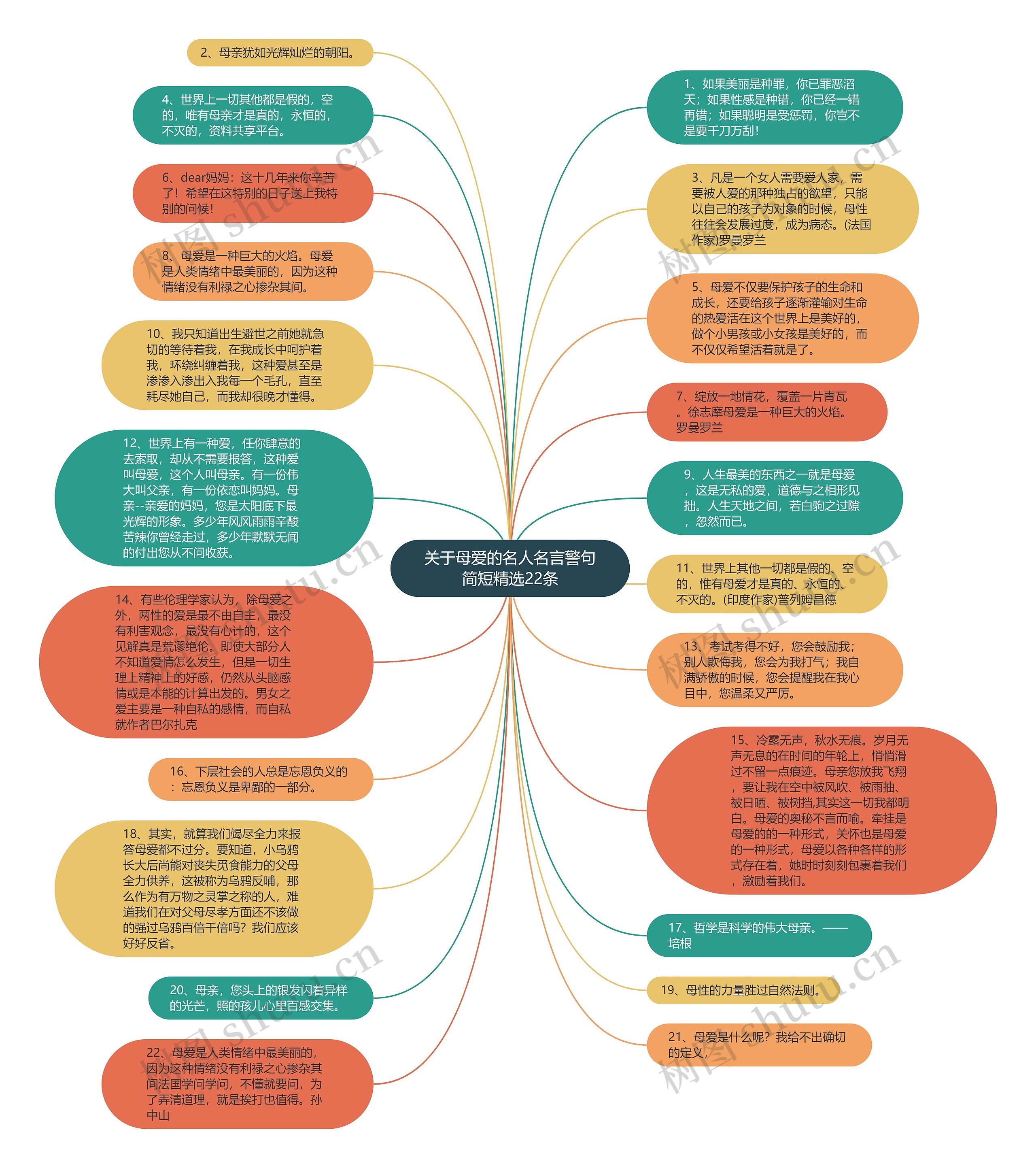 关于母爱的名人名言警句简短精选22条思维导图