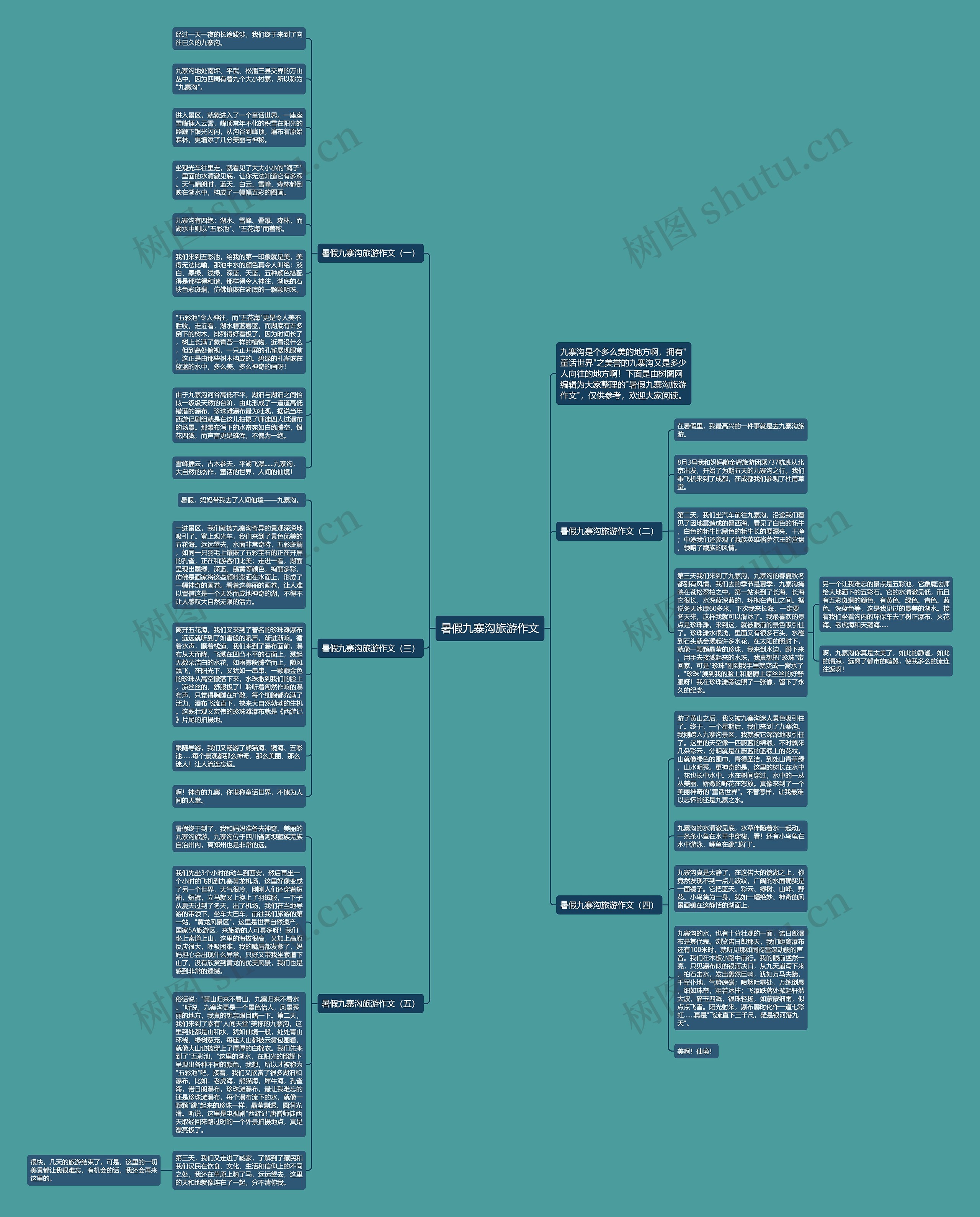 暑假九寨沟旅游作文思维导图