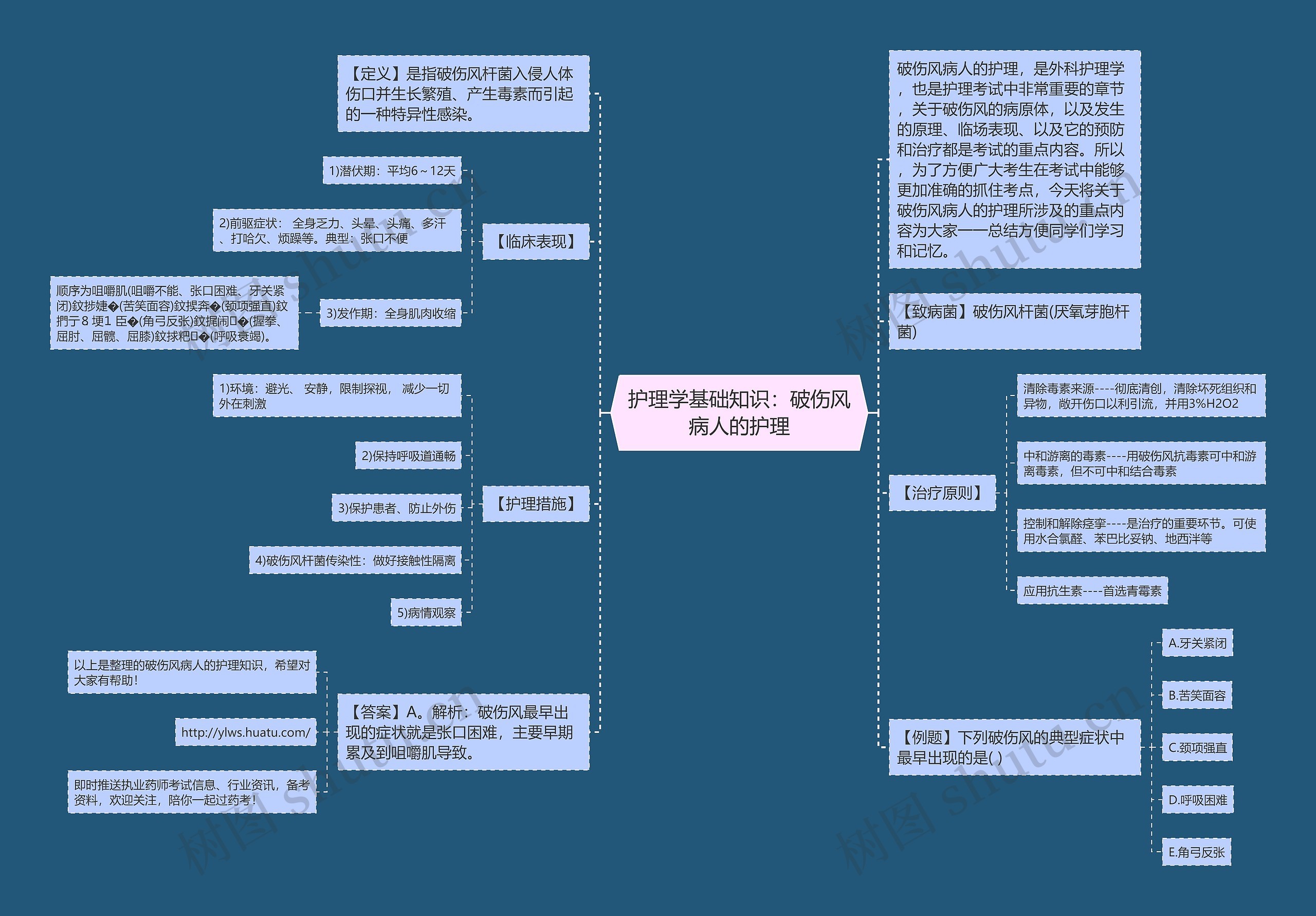 护理学基础知识：破伤风病人的护理思维导图