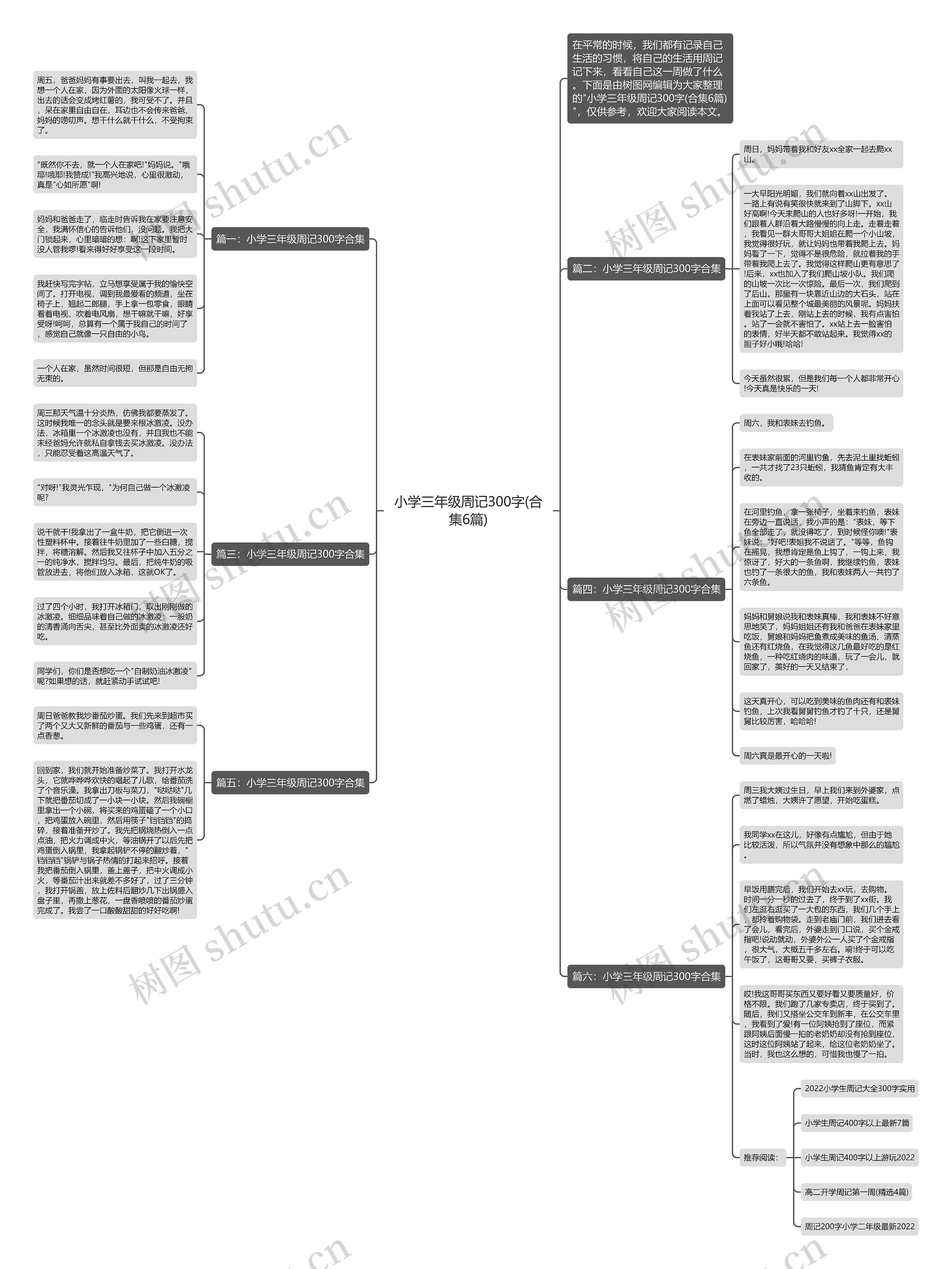 小学三年级周记300字(合集6篇)思维导图