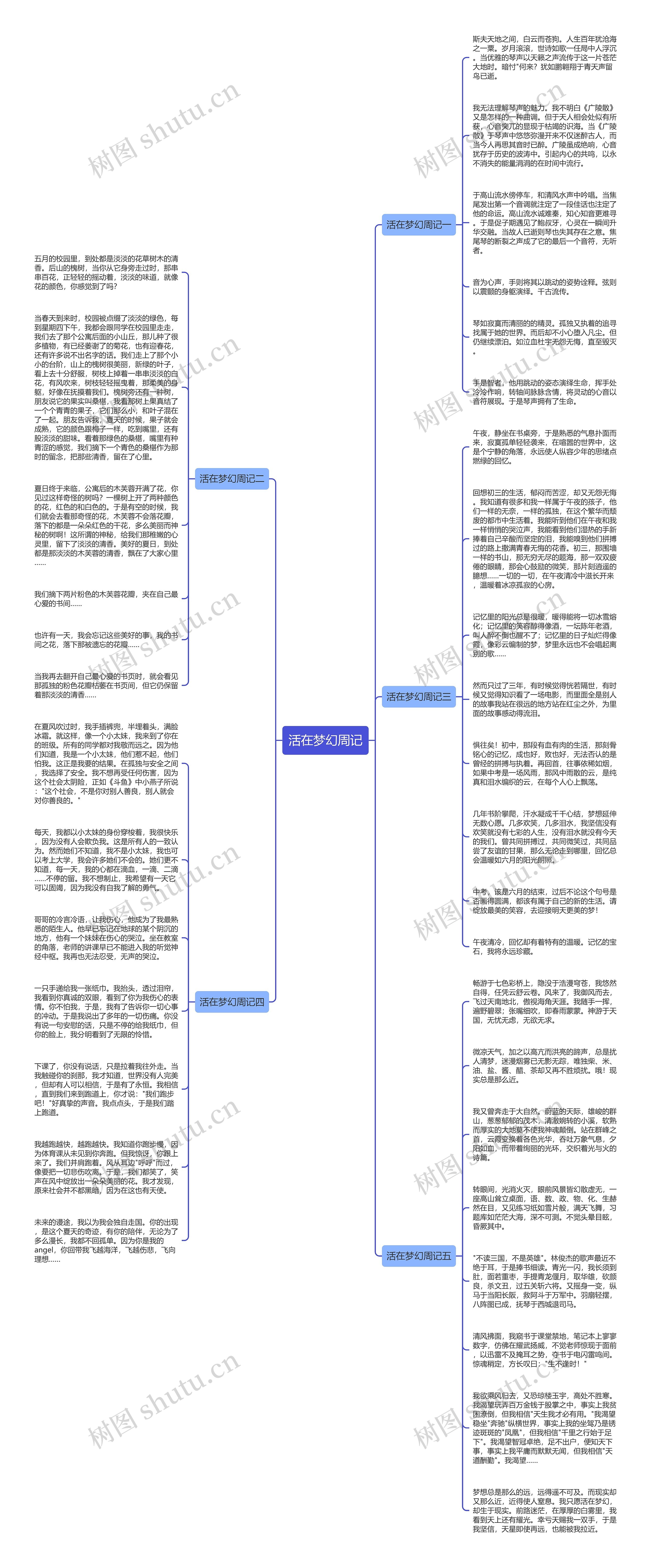 活在梦幻周记思维导图
