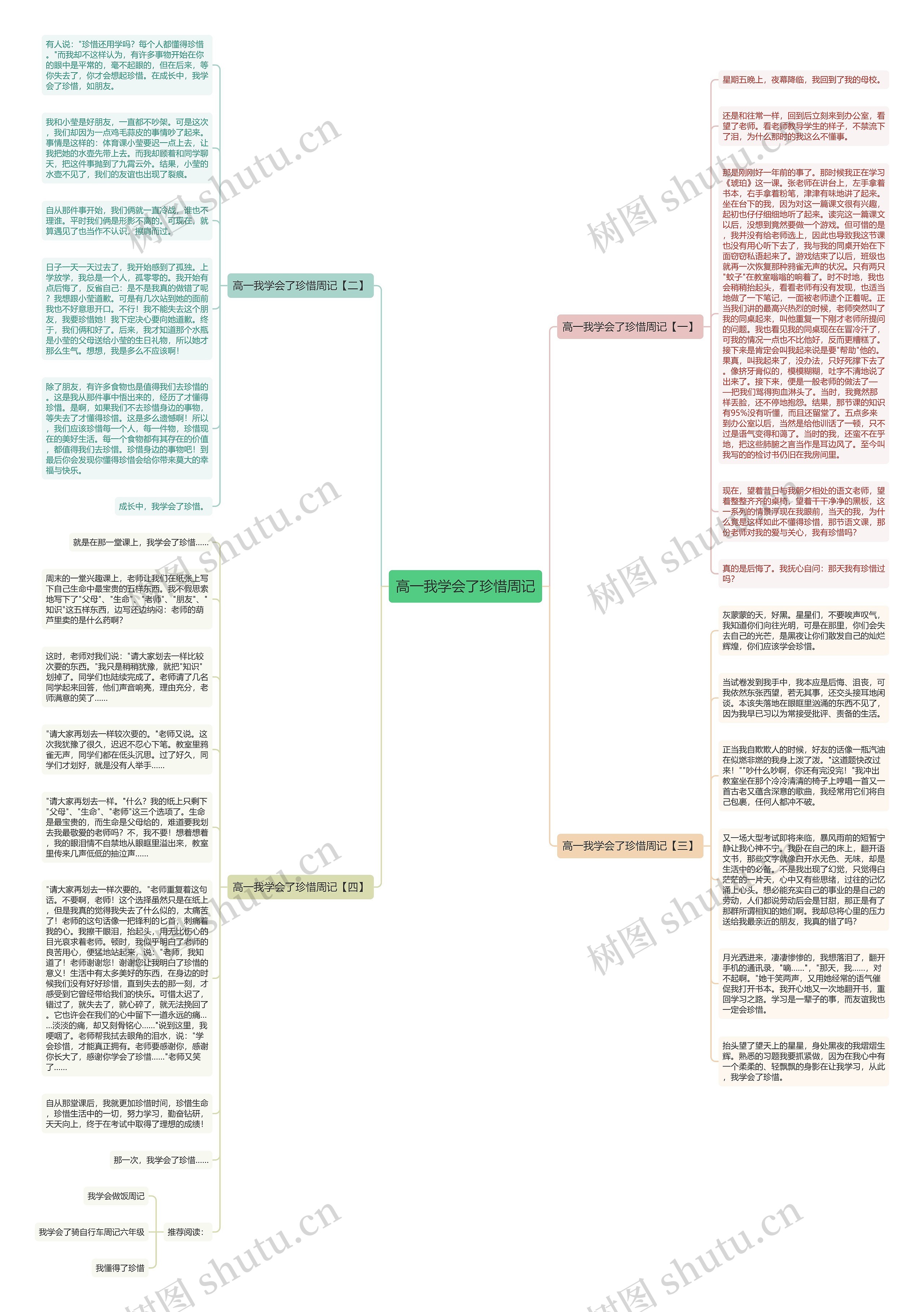 高一我学会了珍惜周记思维导图