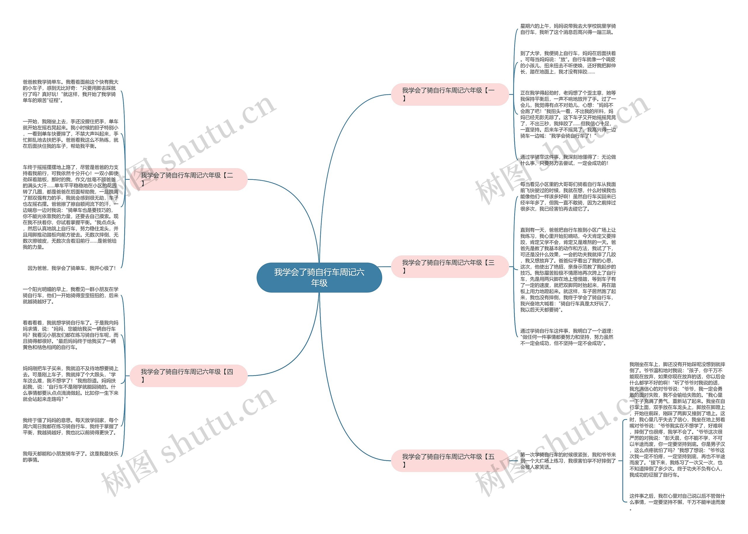 我学会了骑自行车周记六年级思维导图