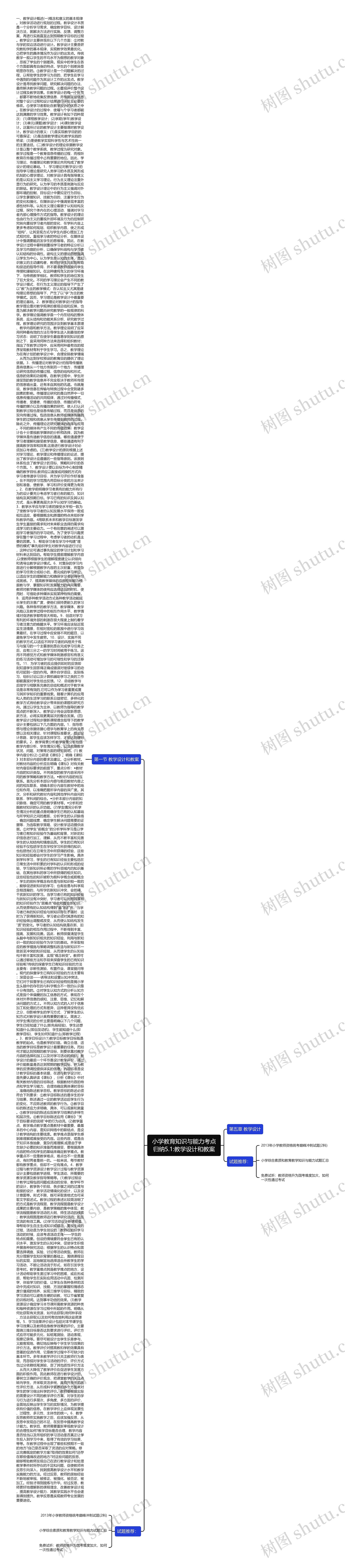 小学教育知识与能力考点归纳5.1:教学设计和教案思维导图