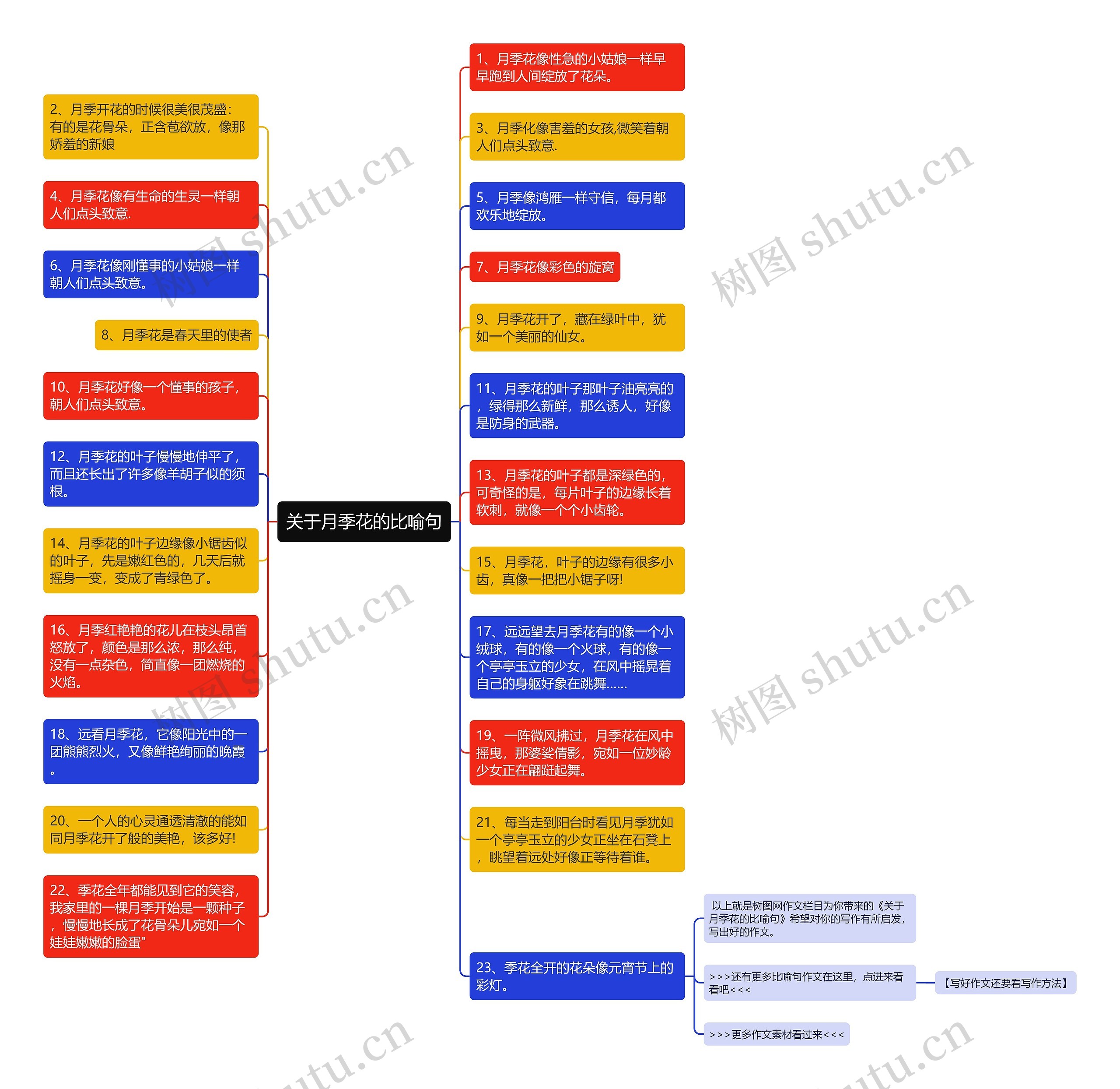 关于月季花的比喻句思维导图