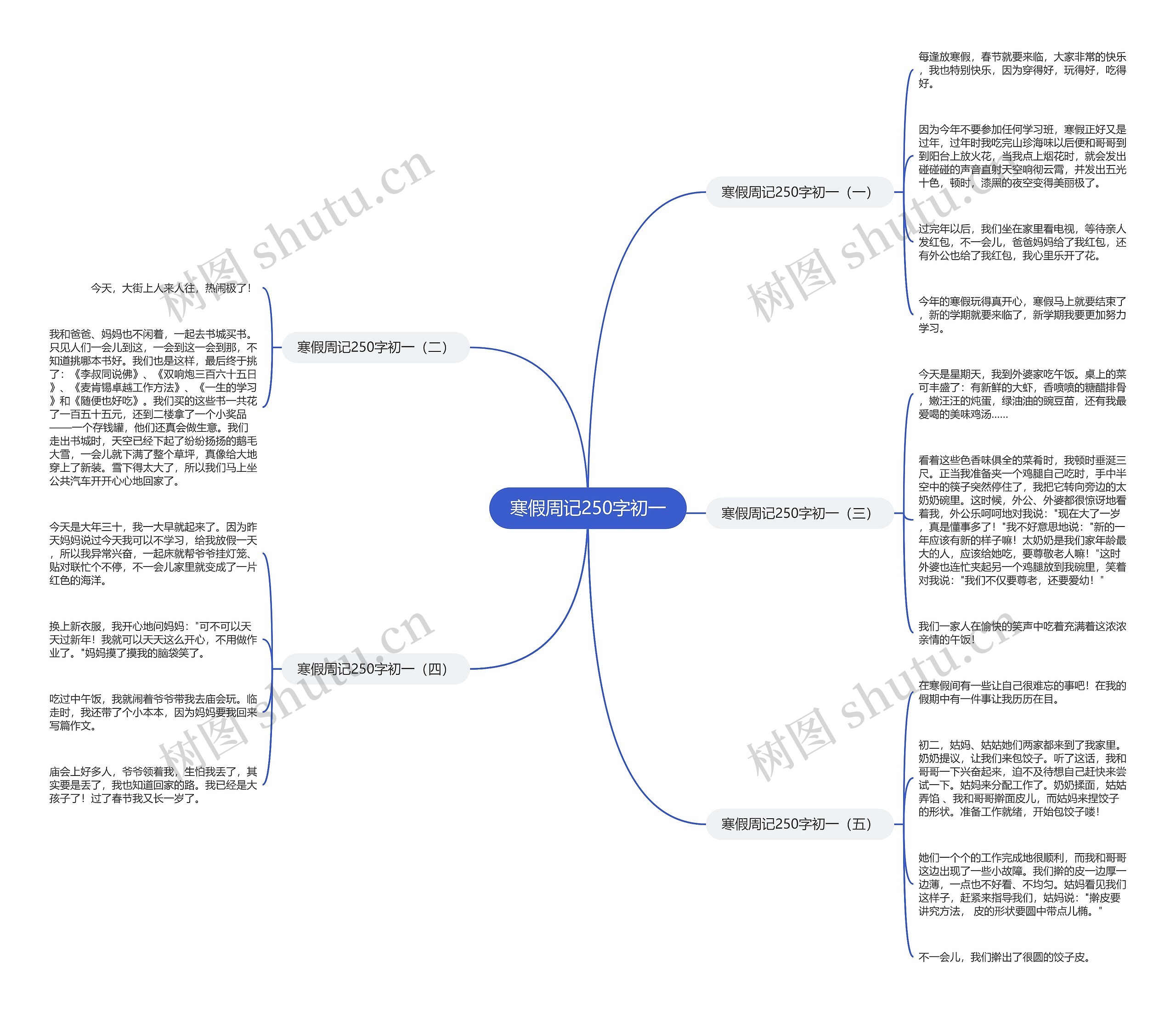 寒假周记250字初一思维导图