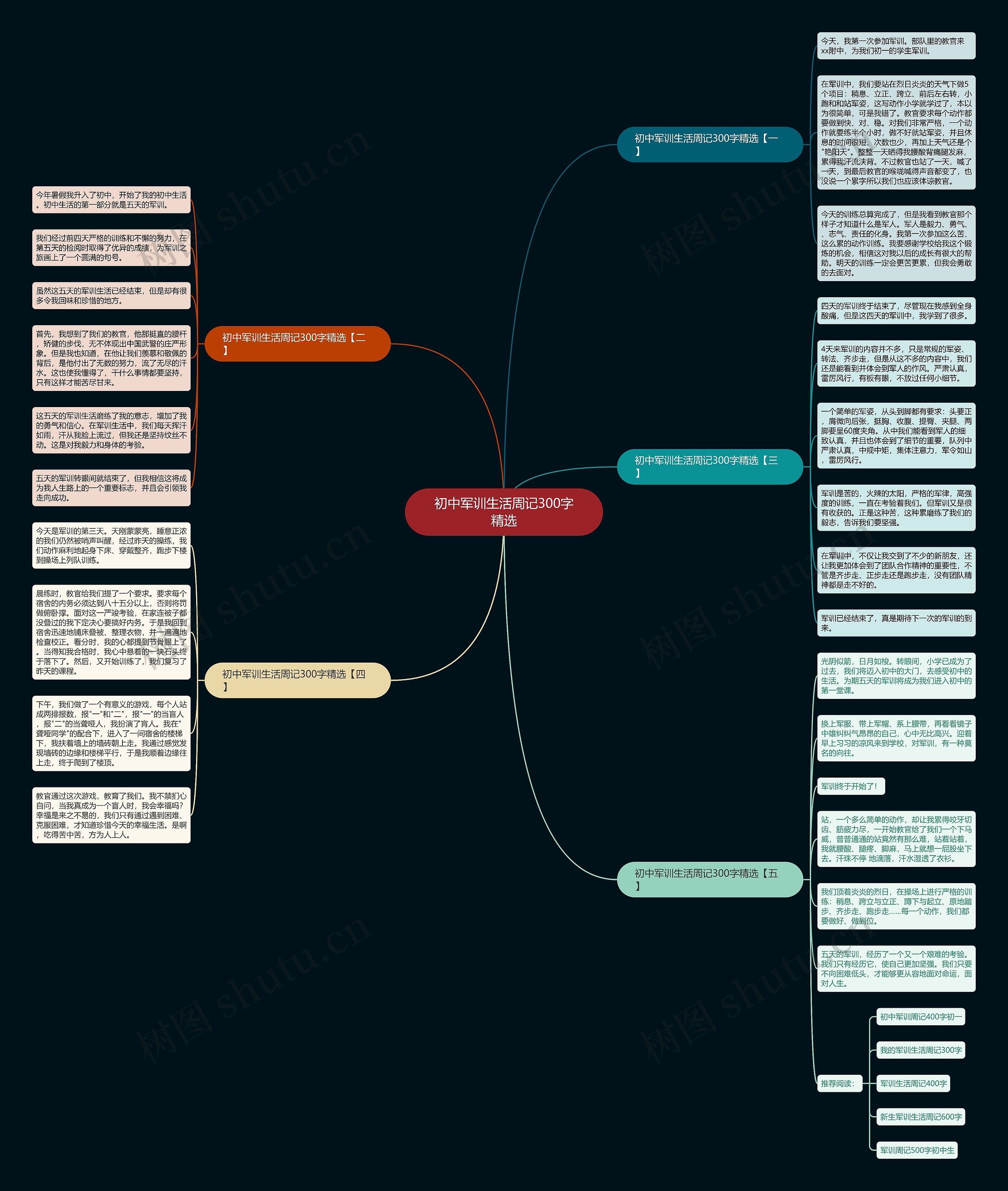 初中军训生活周记300字精选思维导图