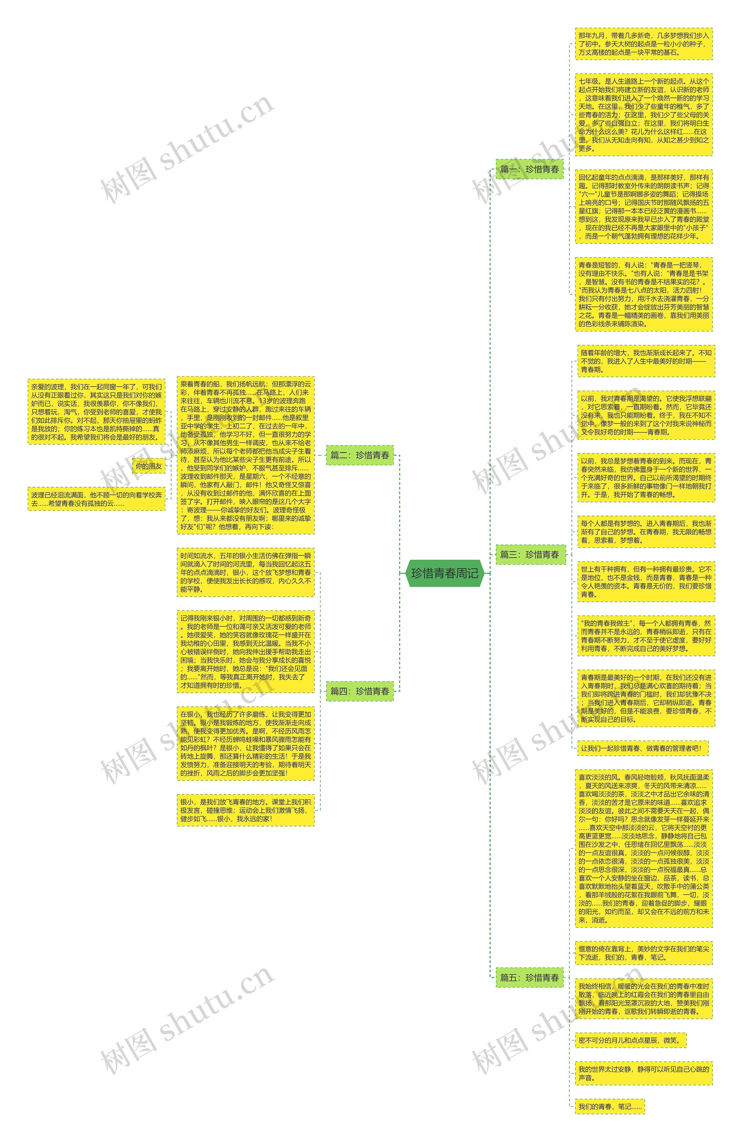 珍惜青春周记思维导图