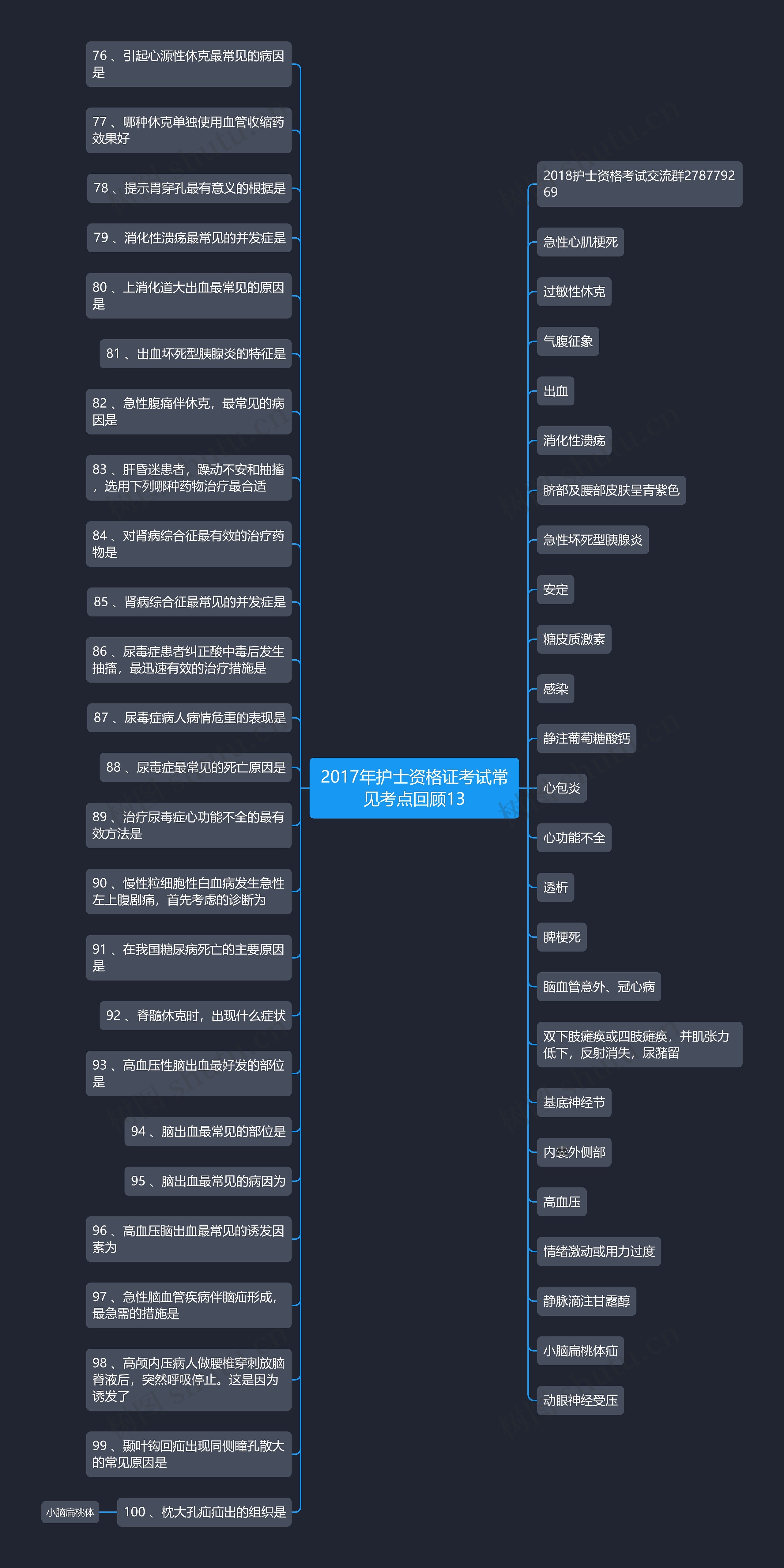 2017年护士资格证考试常见考点回顾13思维导图