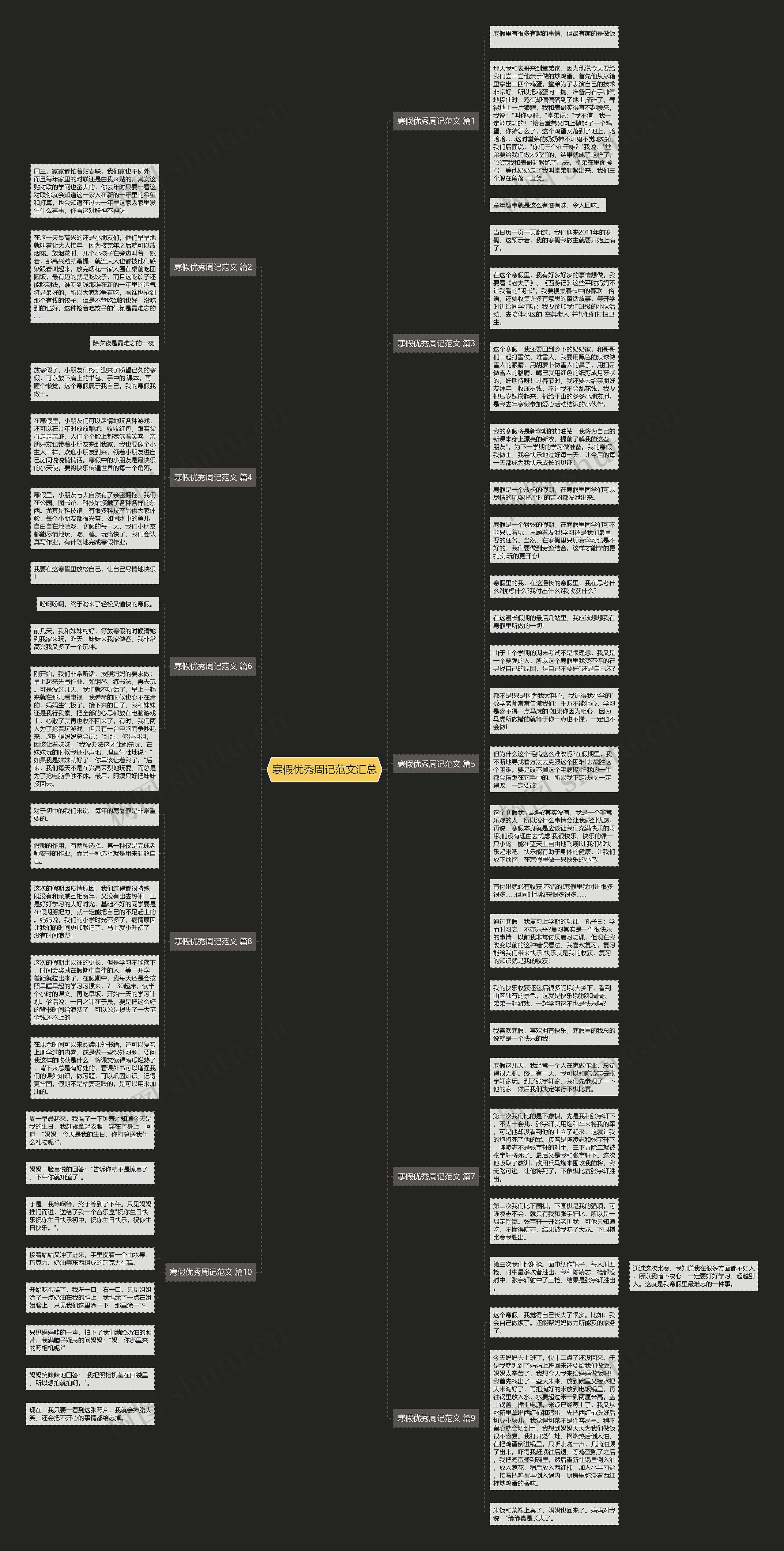 寒假优秀周记范文汇总思维导图