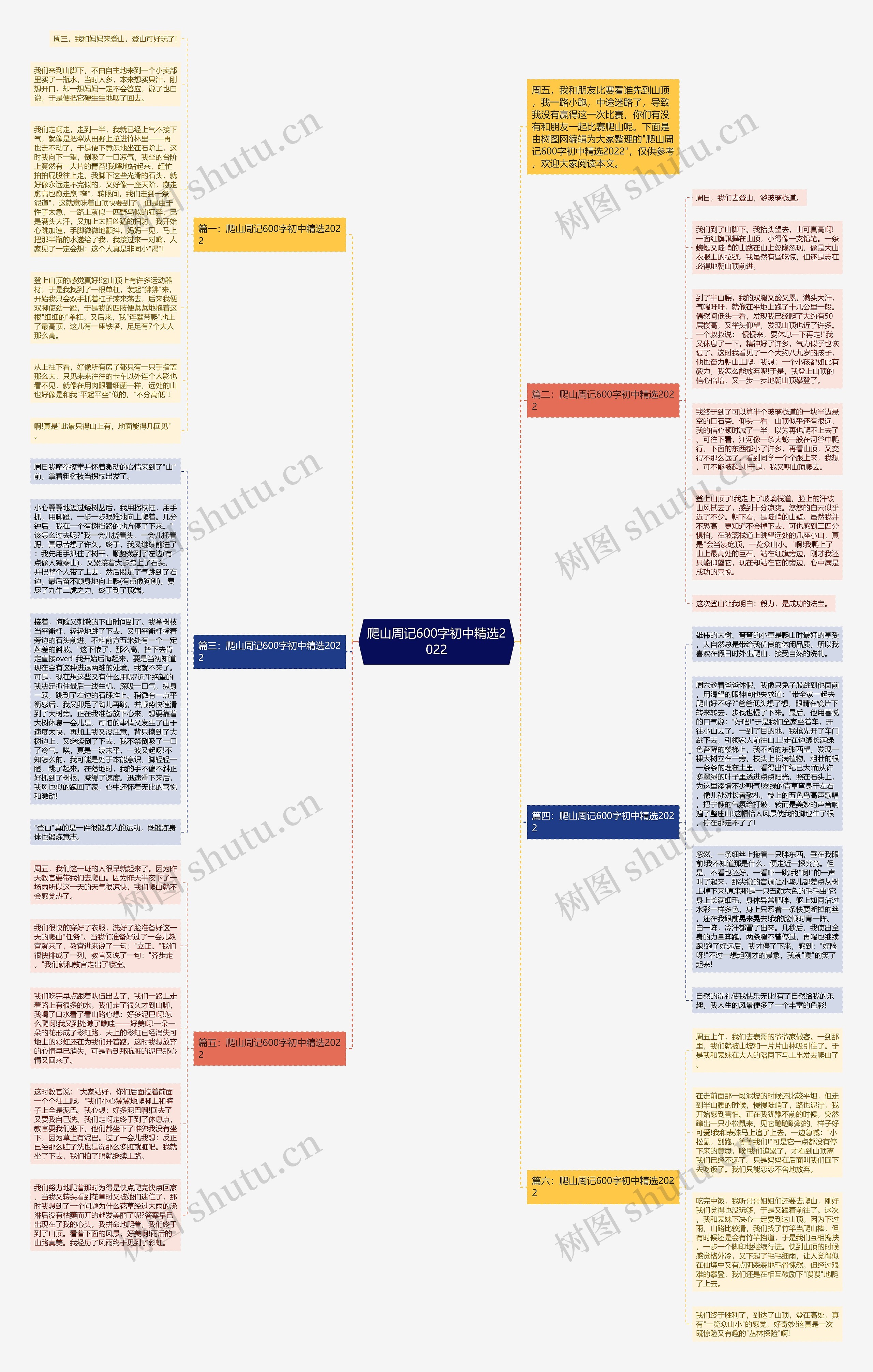 爬山周记600字初中精选2022思维导图