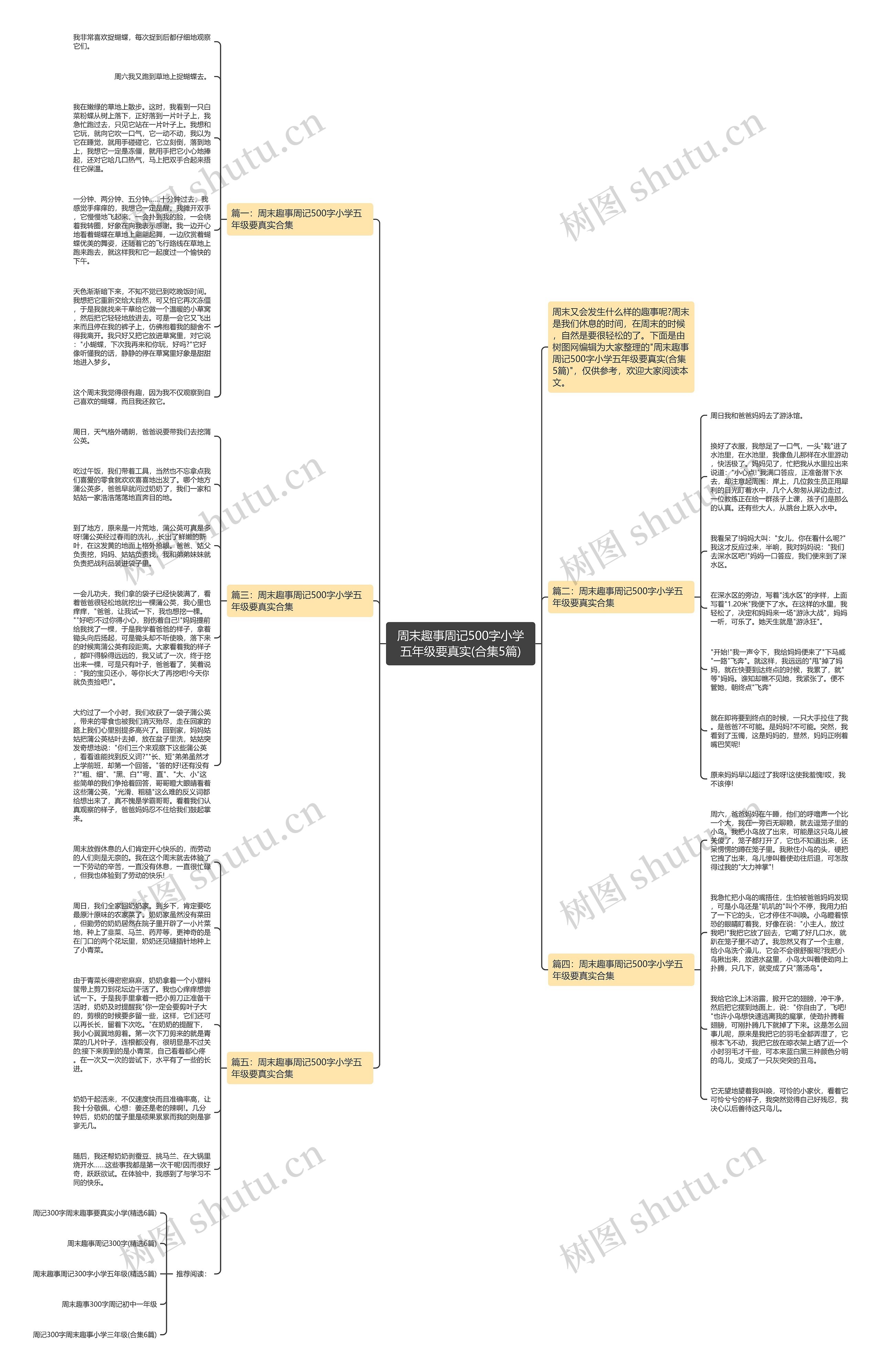 周末趣事周记500字小学五年级要真实(合集5篇)思维导图