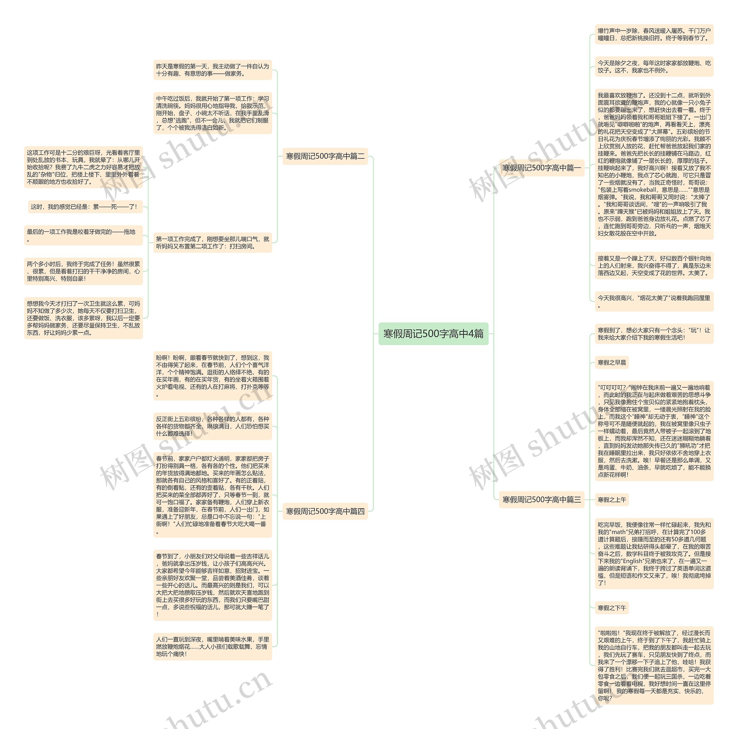 寒假周记500字高中4篇思维导图