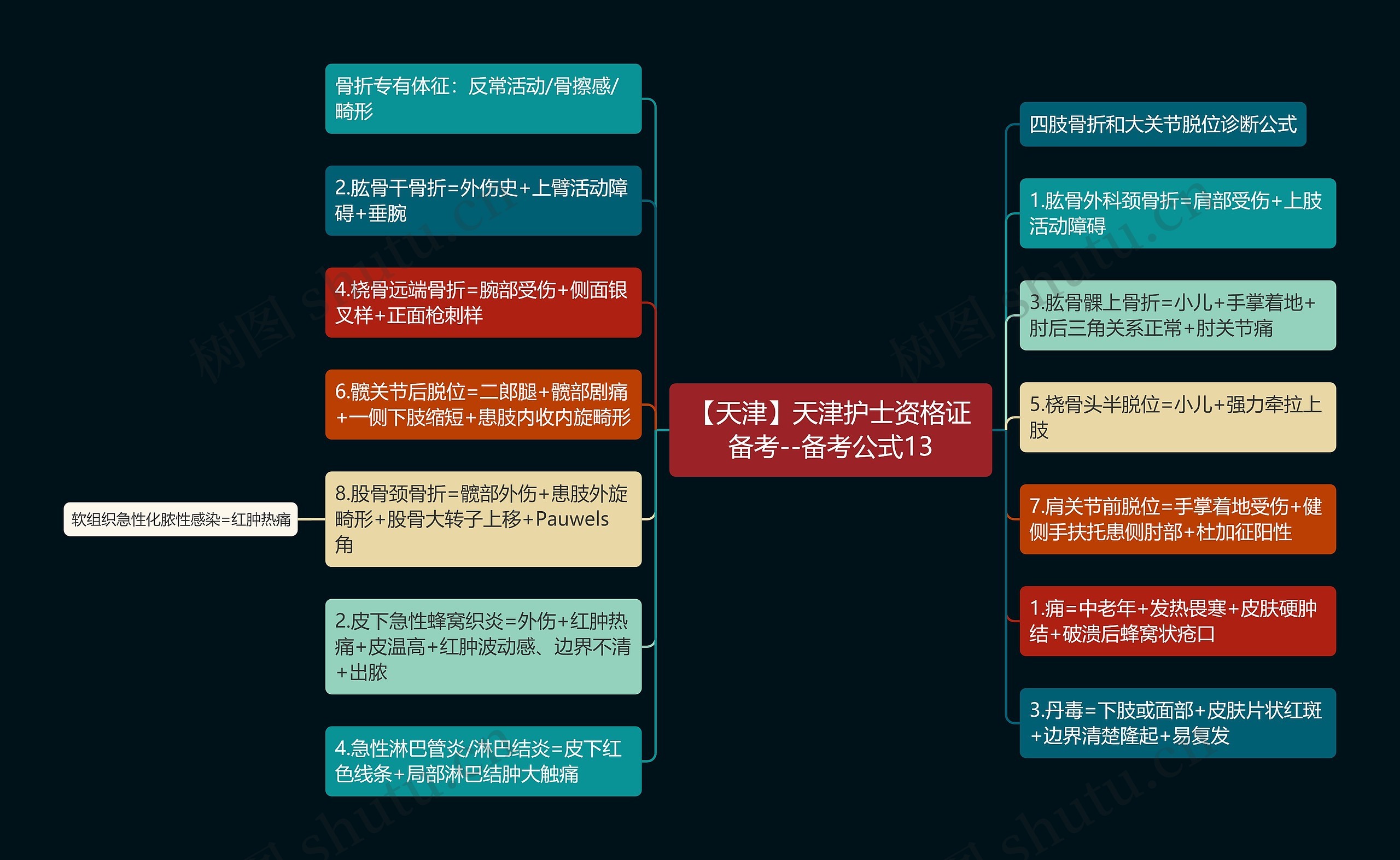 【天津】天津护士资格证备考--备考公式13思维导图