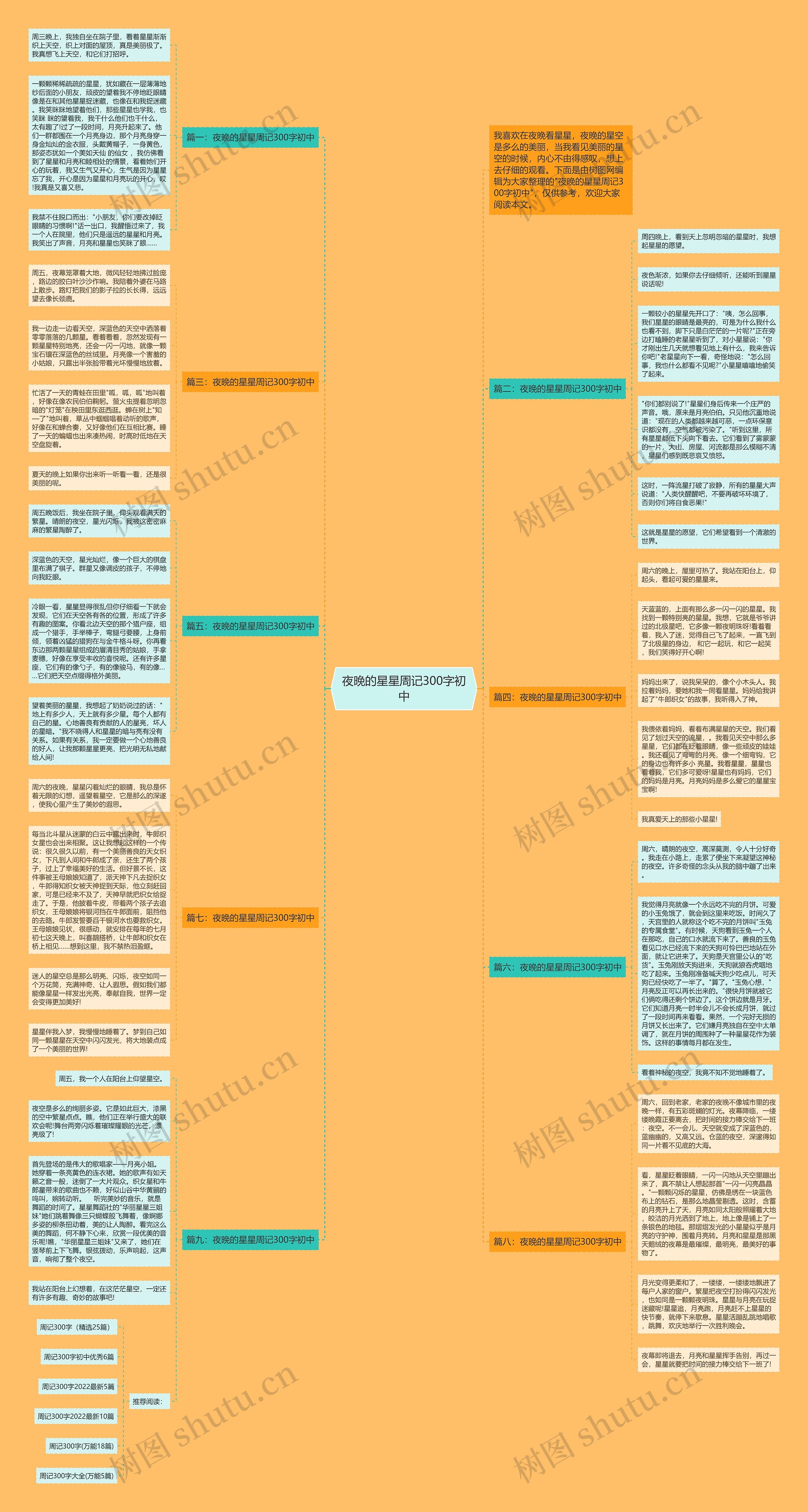 夜晚的星星周记300字初中思维导图