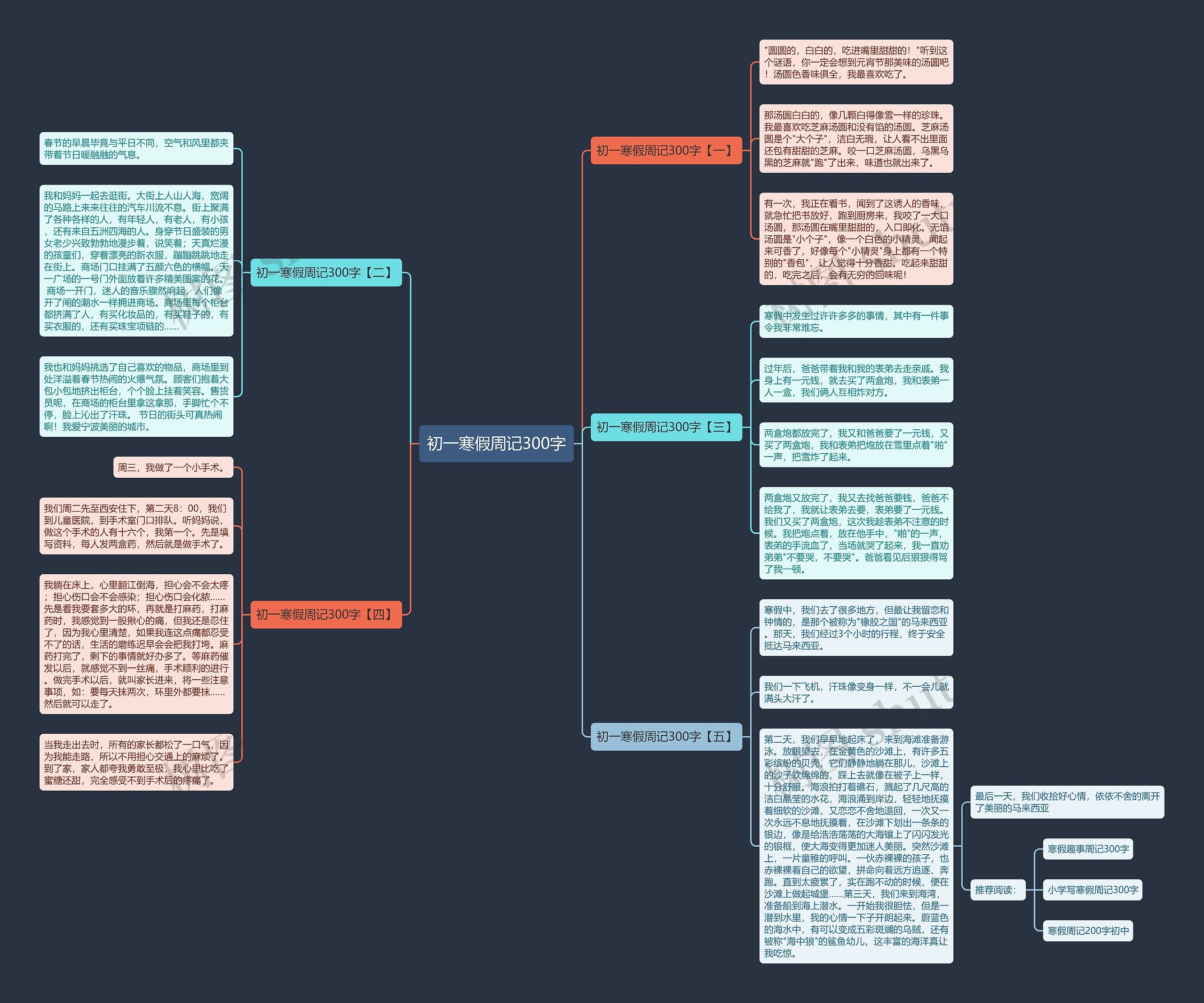 初一寒假周记300字思维导图