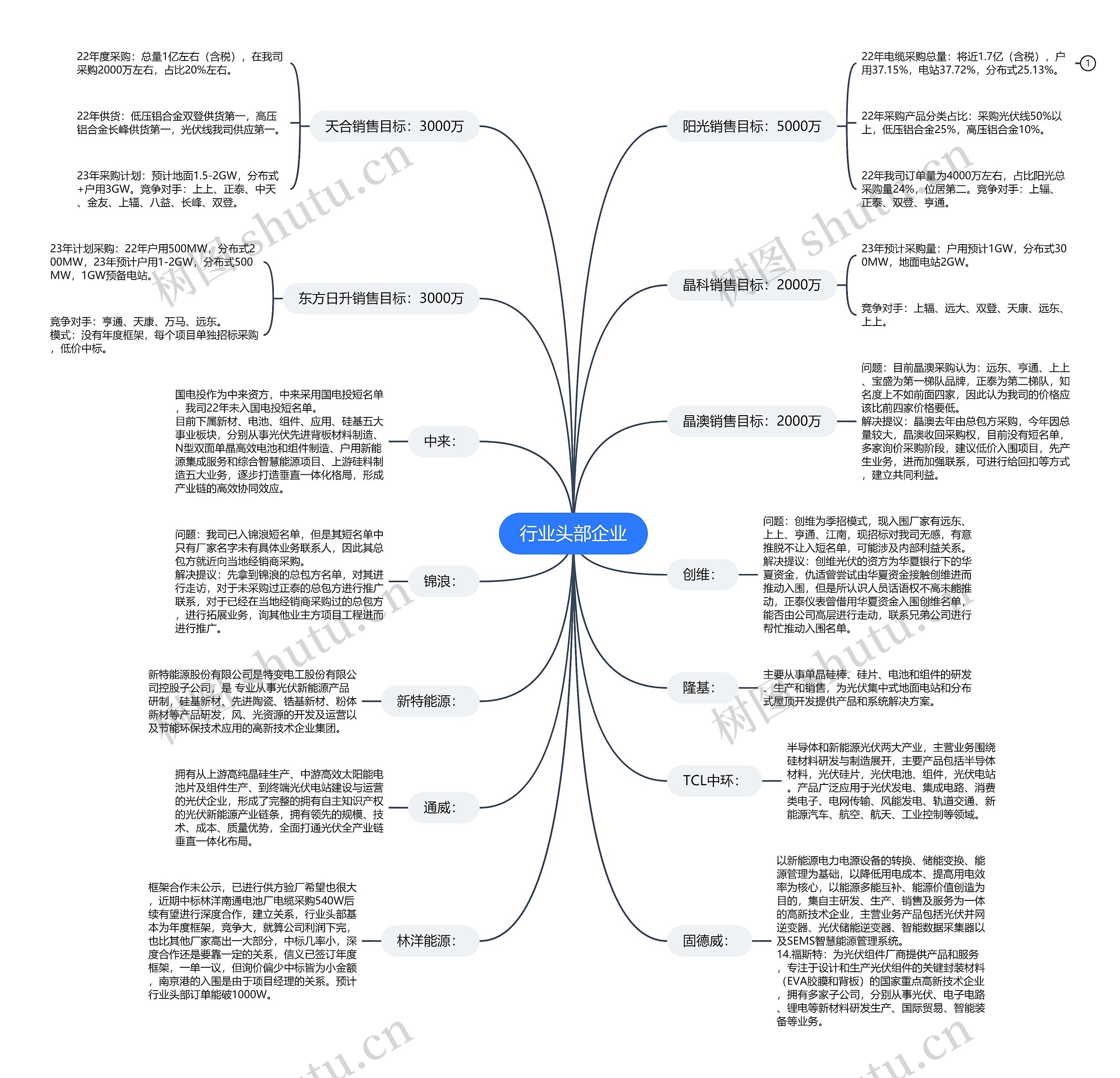 行业头部企业思维导图高清图 行业头部企业思维导图
