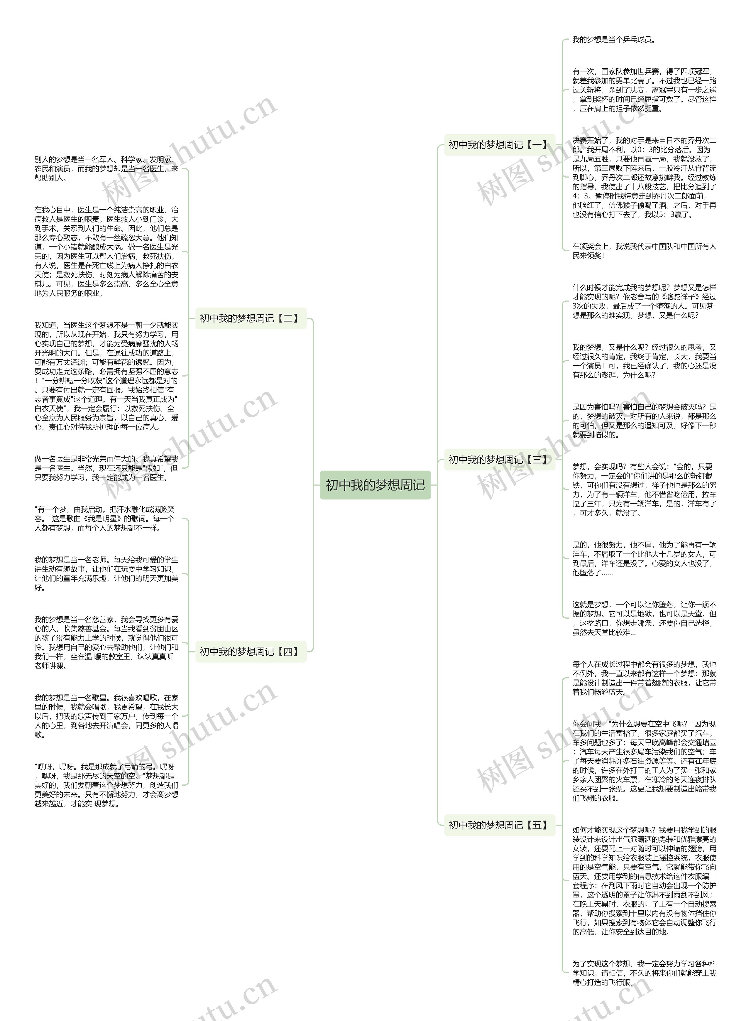 初中我的梦想周记思维导图