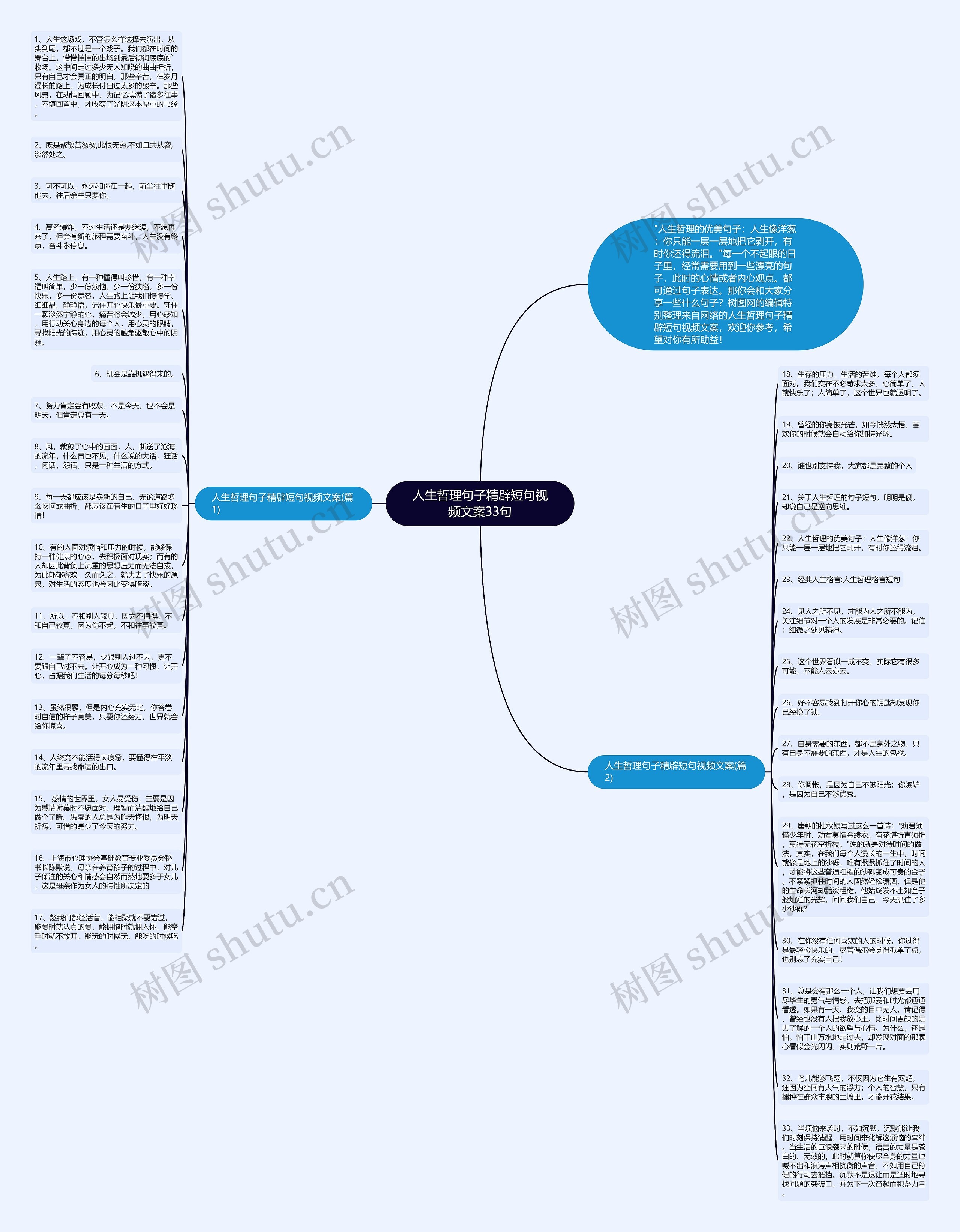 人生哲理句子精辟短句视频文案33句思维导图