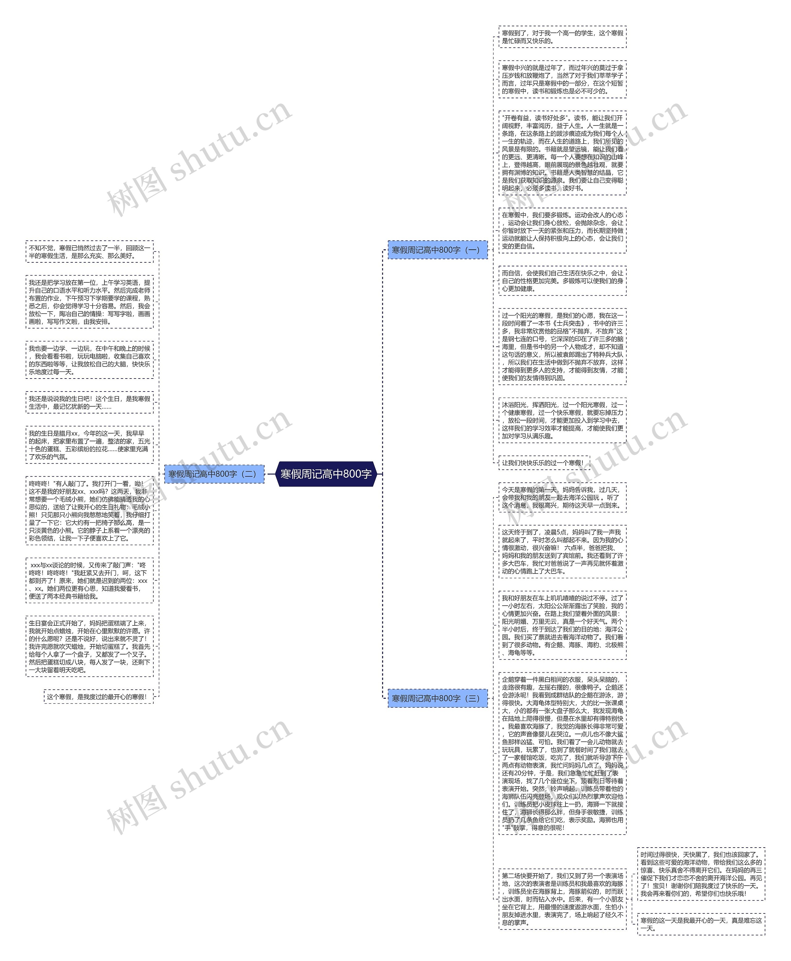 寒假周记高中800字思维导图
