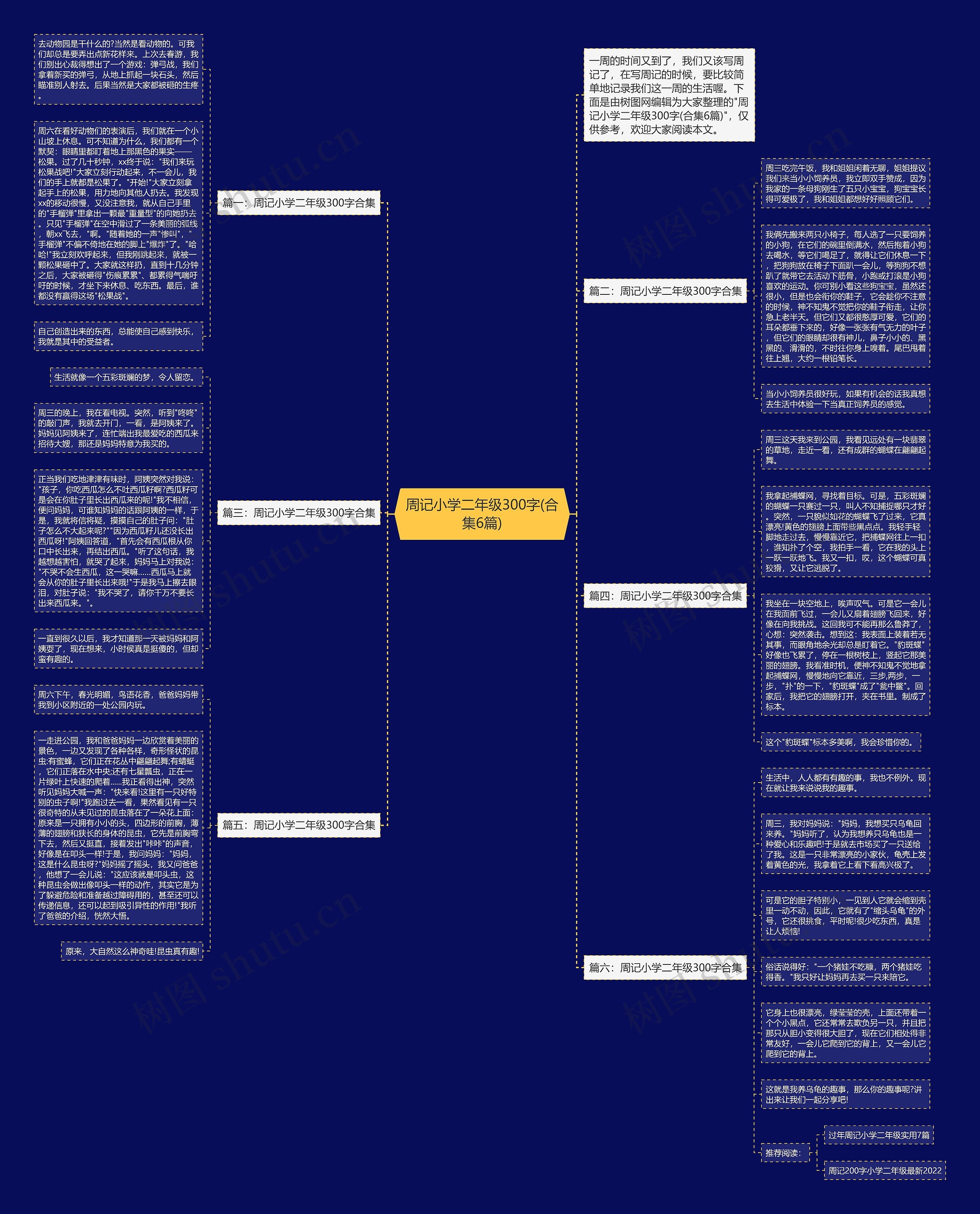 周记小学二年级300字(合集6篇)思维导图