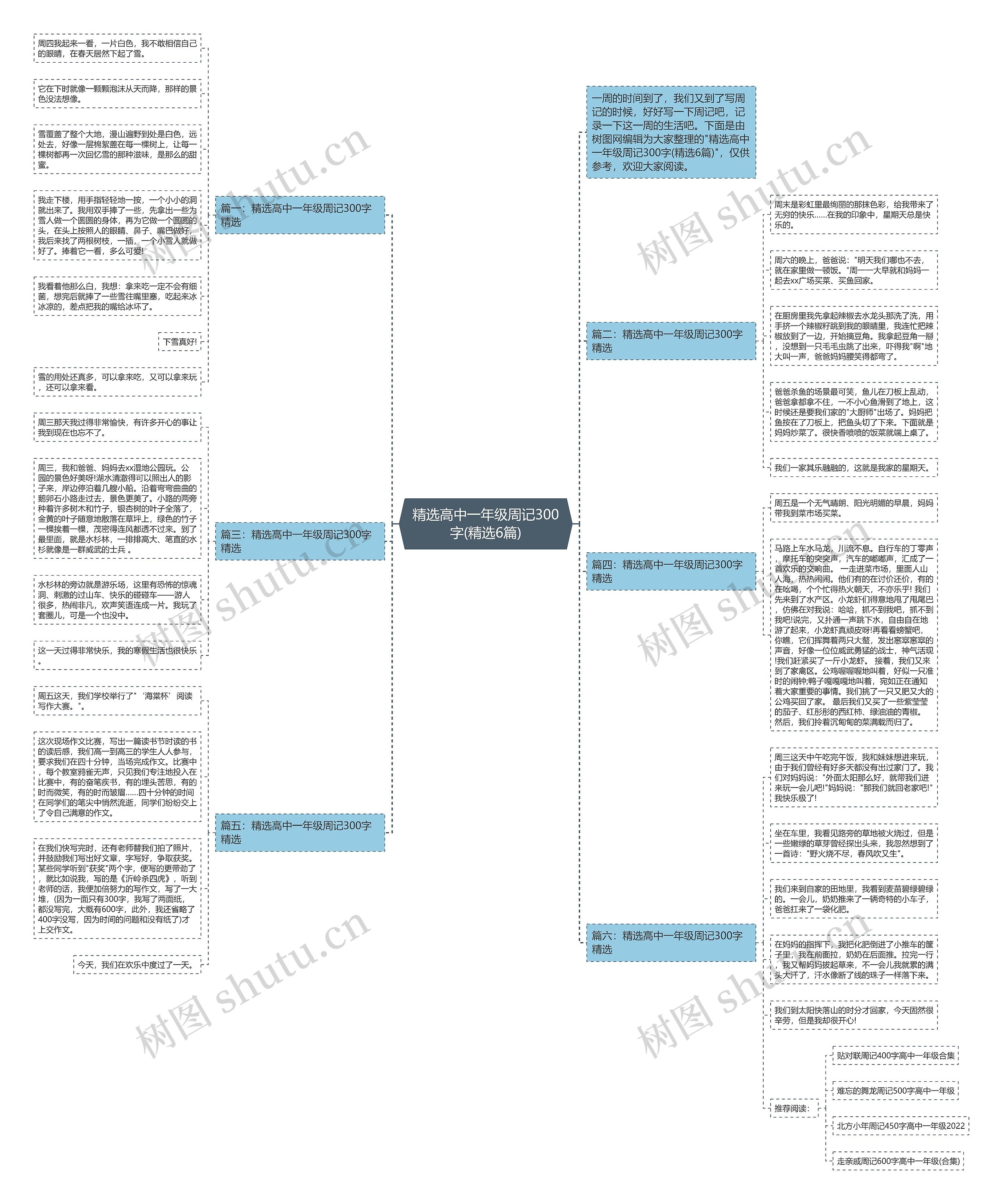 精选高中一年级周记300字(精选6篇)思维导图
