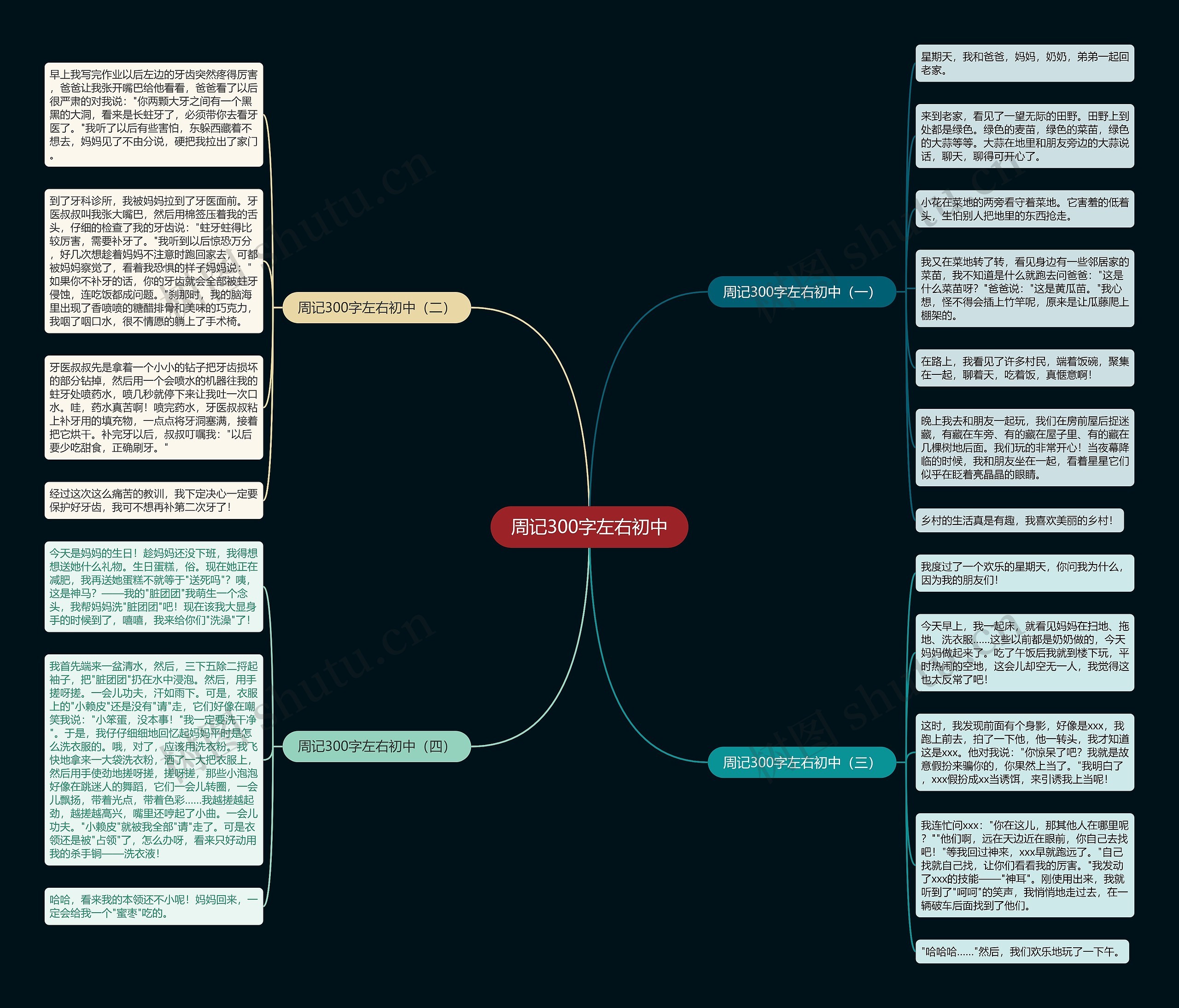 周记300字左右初中思维导图