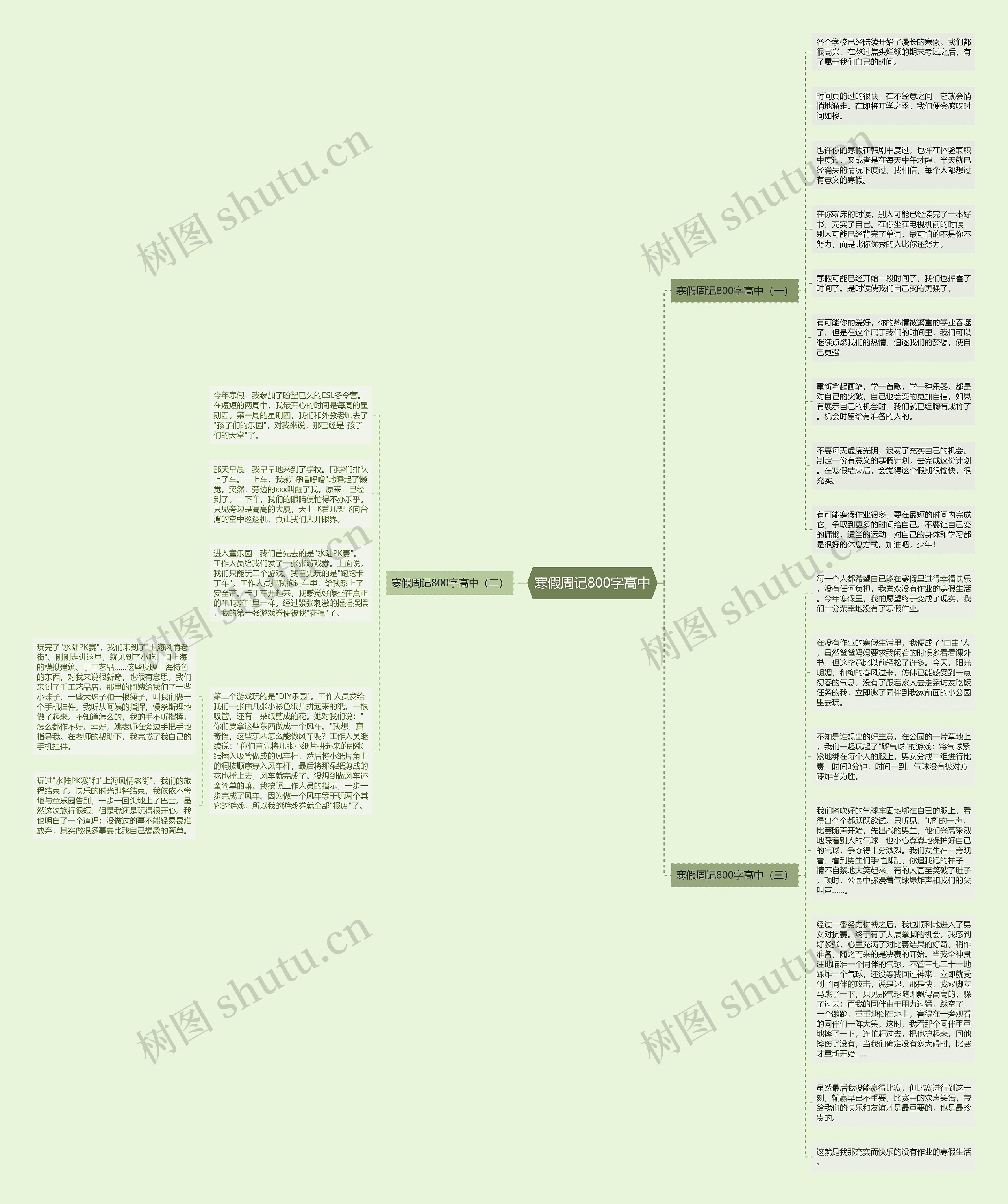 寒假周记800字高中思维导图