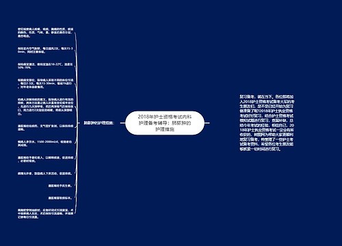 2018年护士资格考试内科护理备考辅导：肺脓肿的护理措施思维导图