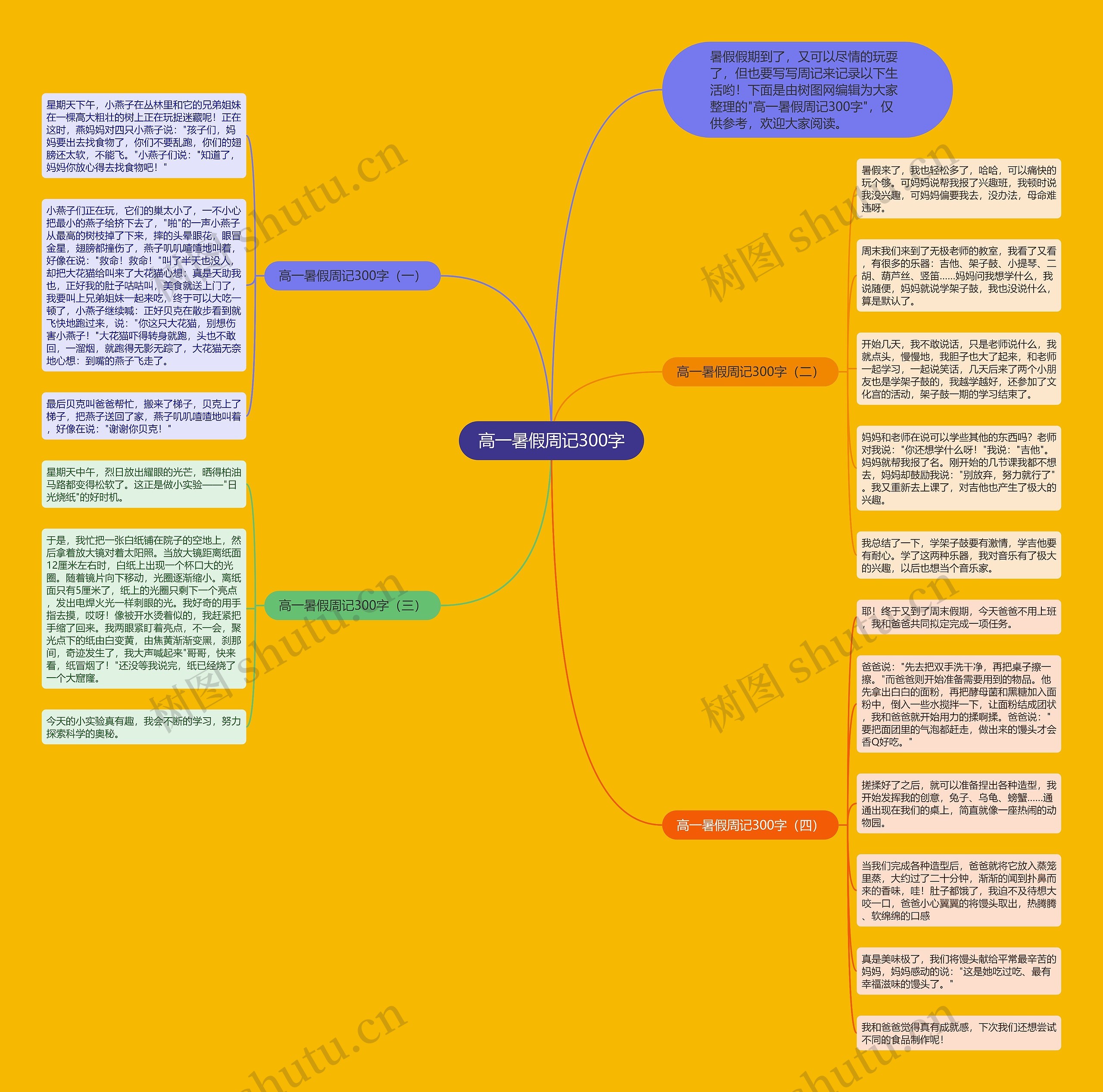 高一暑假周记300字思维导图