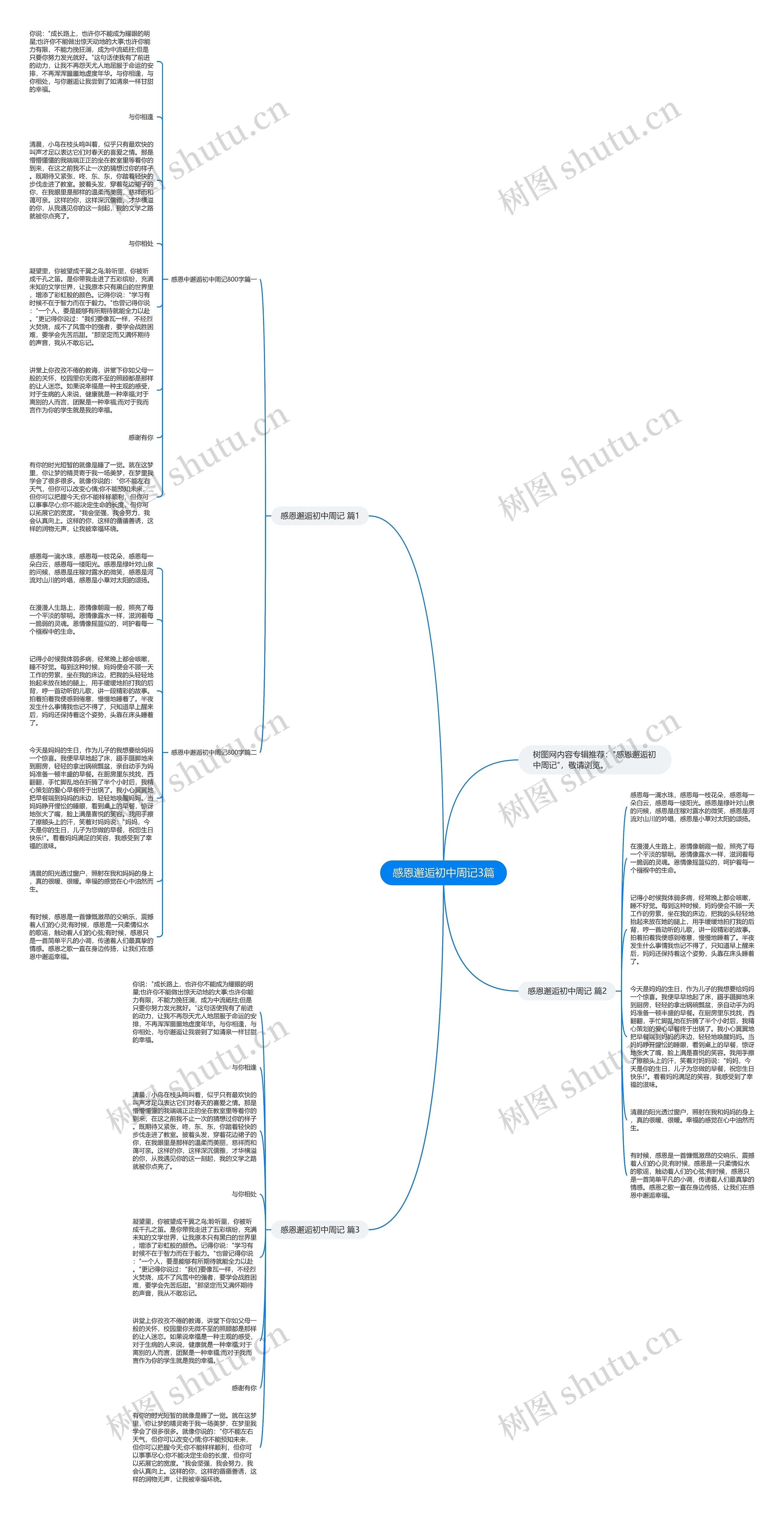感恩邂逅初中周记3篇思维导图