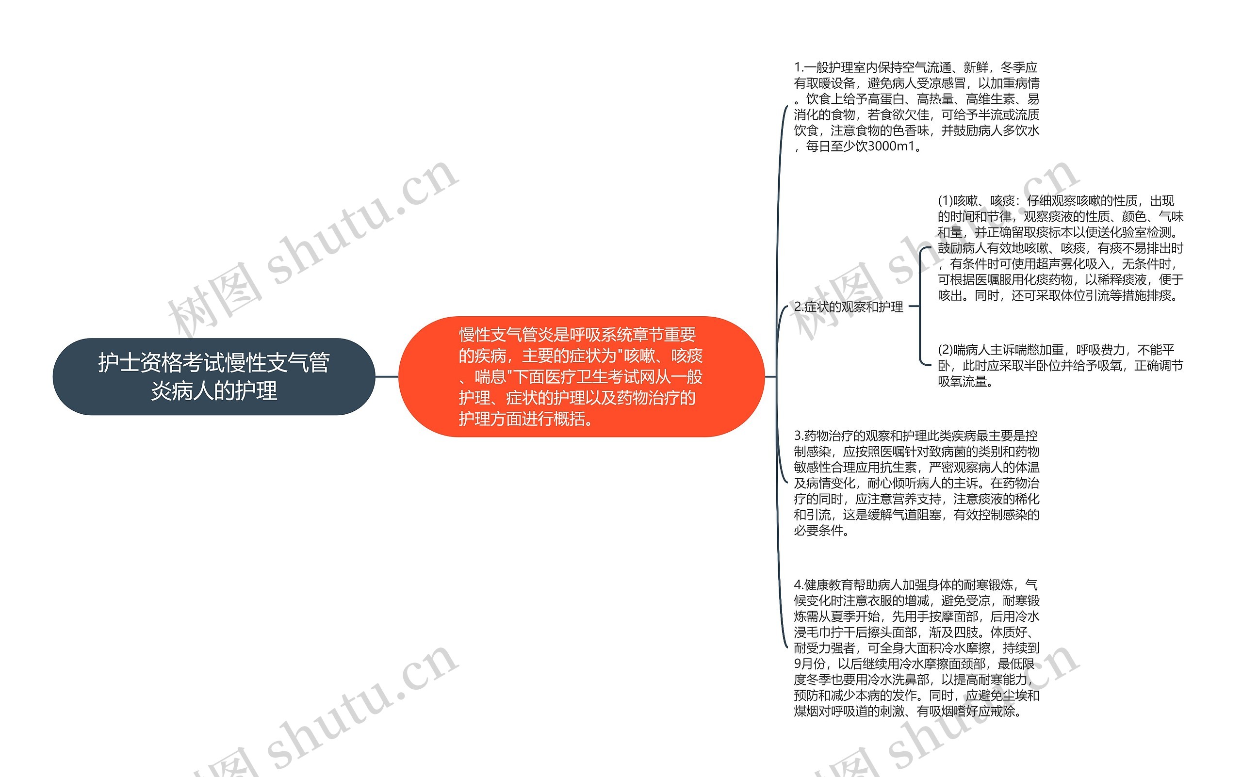 护士资格考试慢性支气管炎病人的护理思维导图