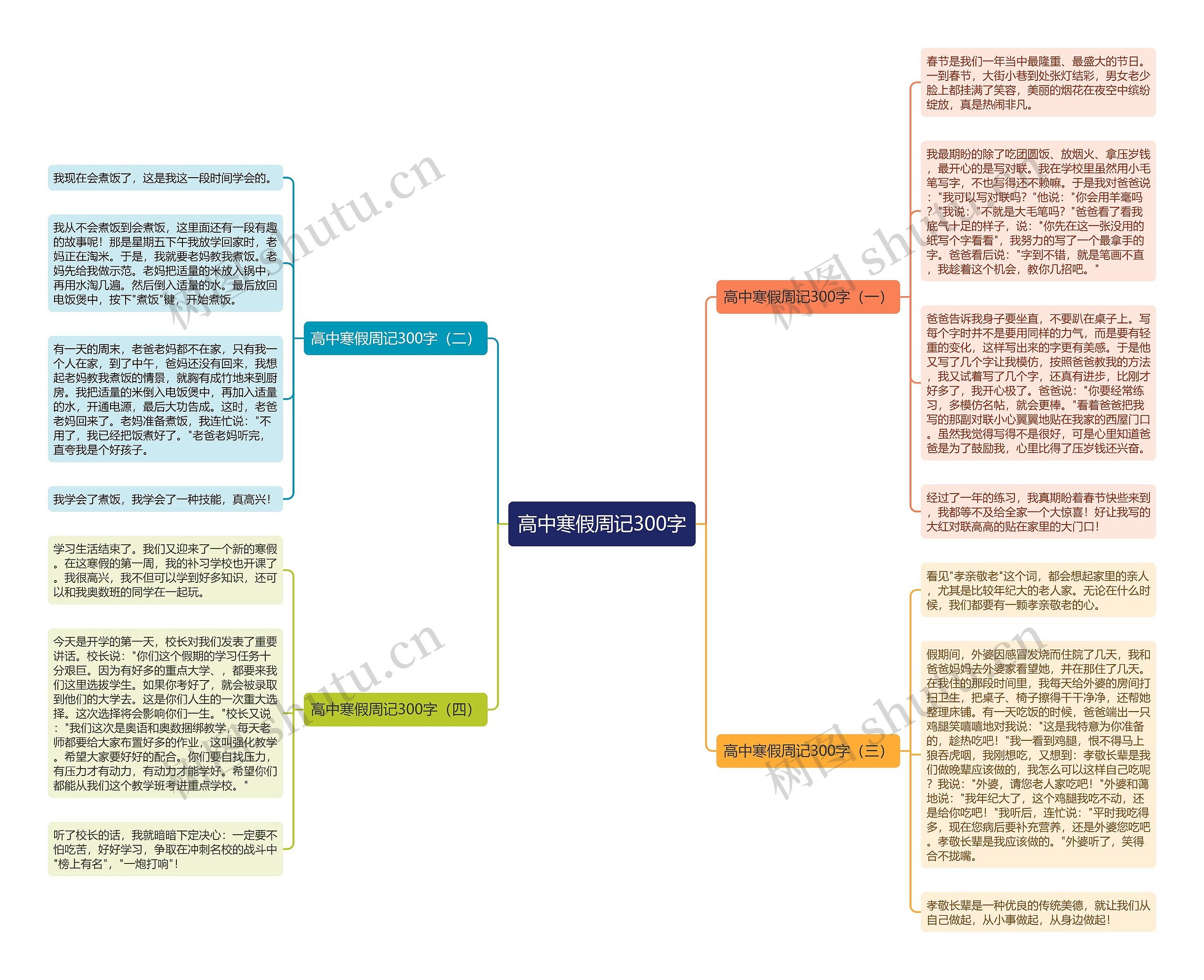 高中寒假周记300字思维导图