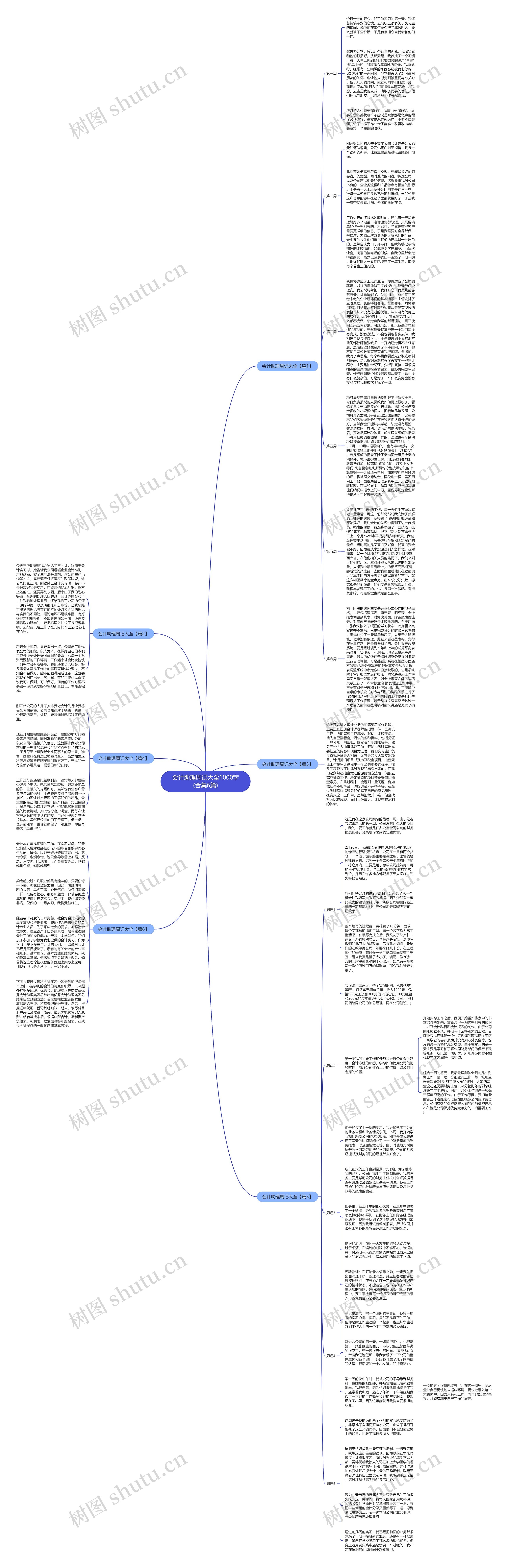 会计助理周记大全1000字(合集6篇)思维导图