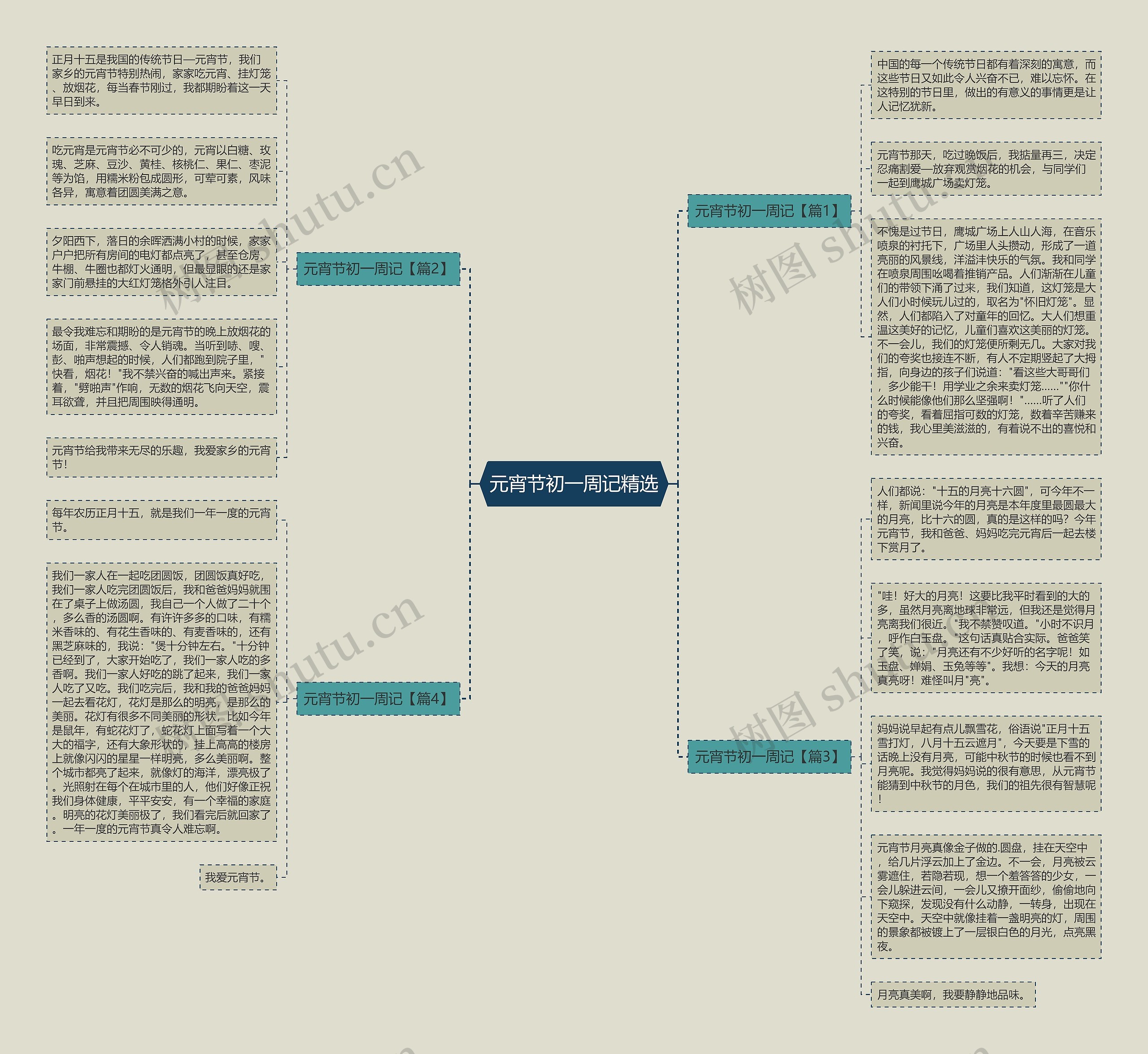 元宵节初一周记精选思维导图