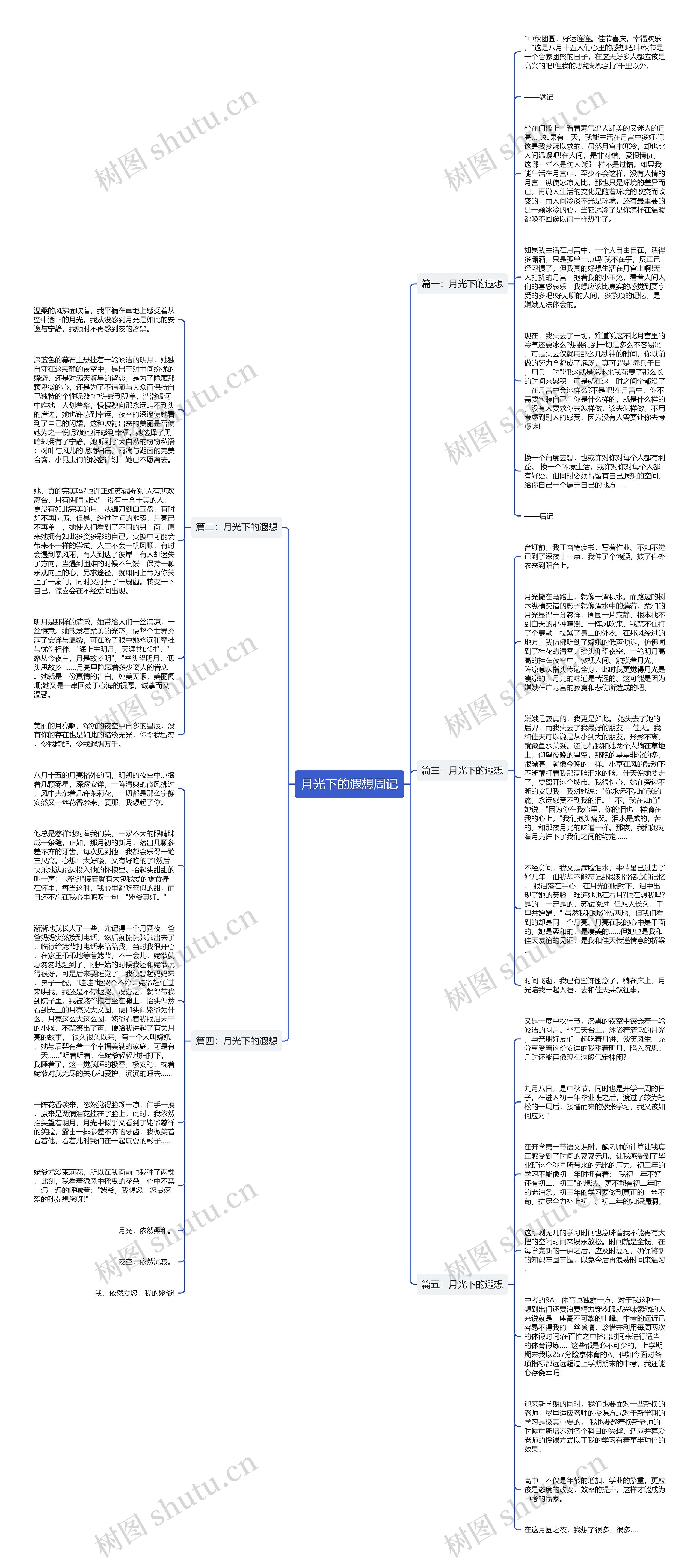 月光下的遐想周记思维导图