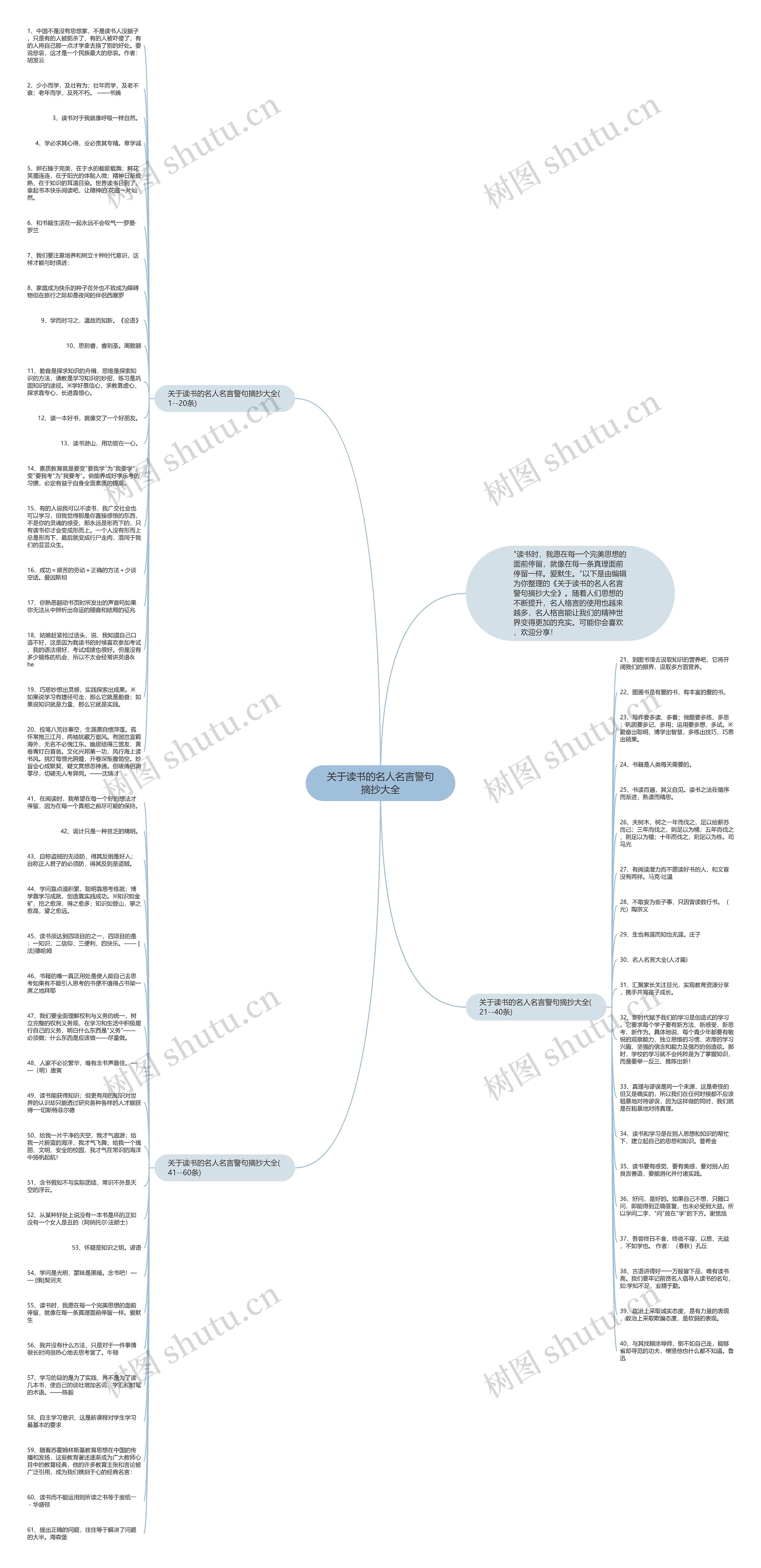 关于读书的名人名言警句摘抄大全思维导图