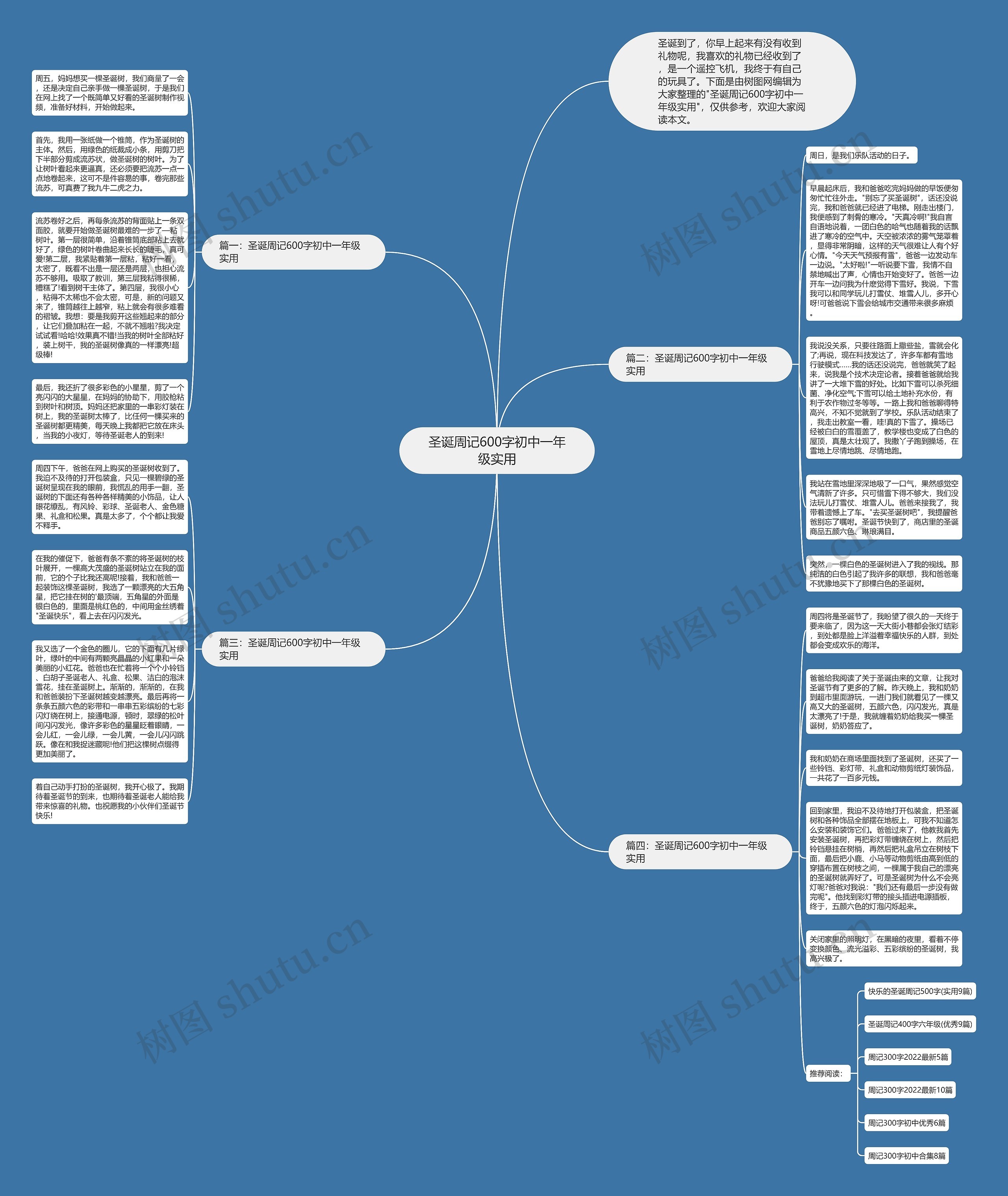 圣诞周记600字初中一年级实用思维导图