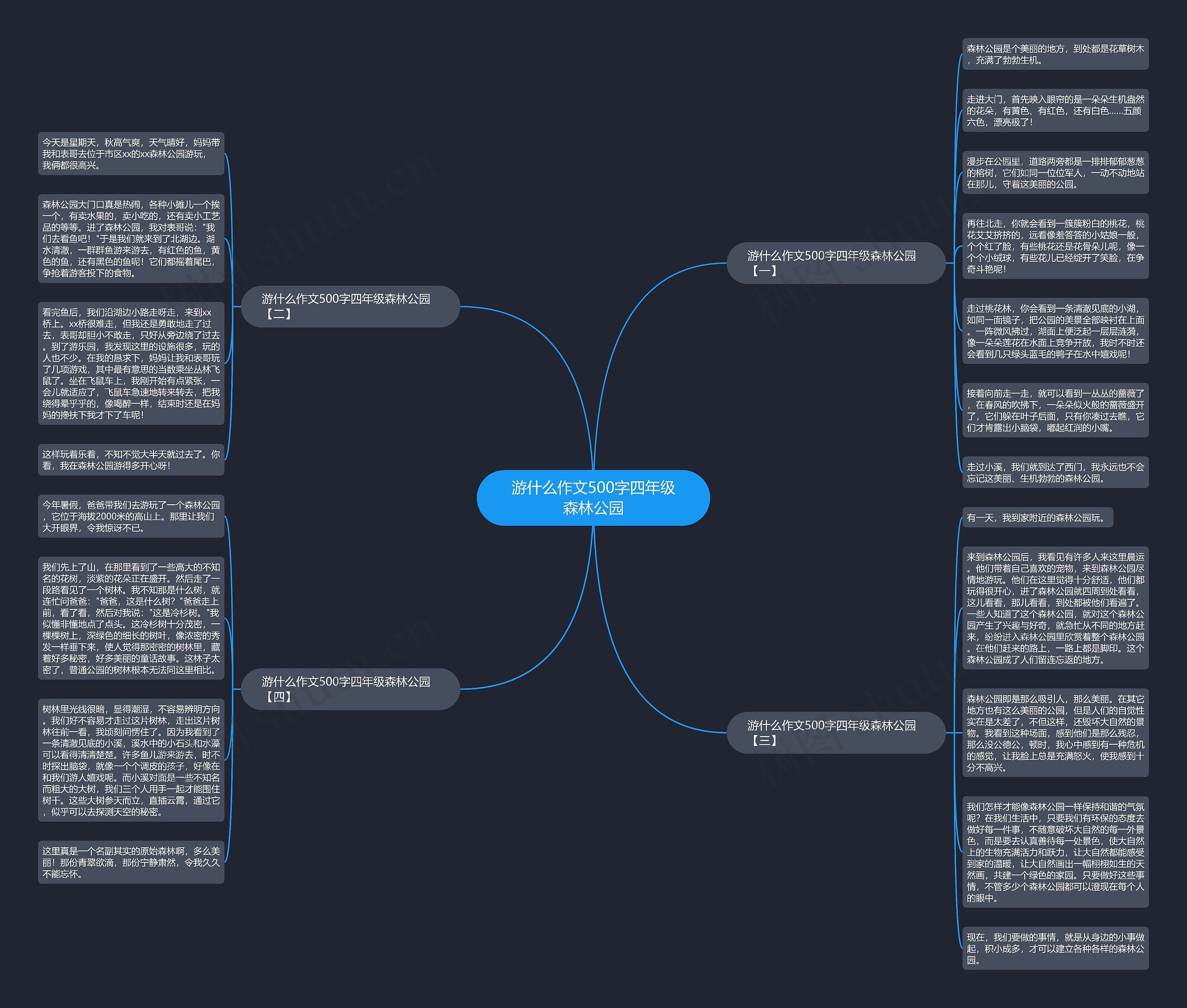 游什么作文500字四年级森林公园思维导图