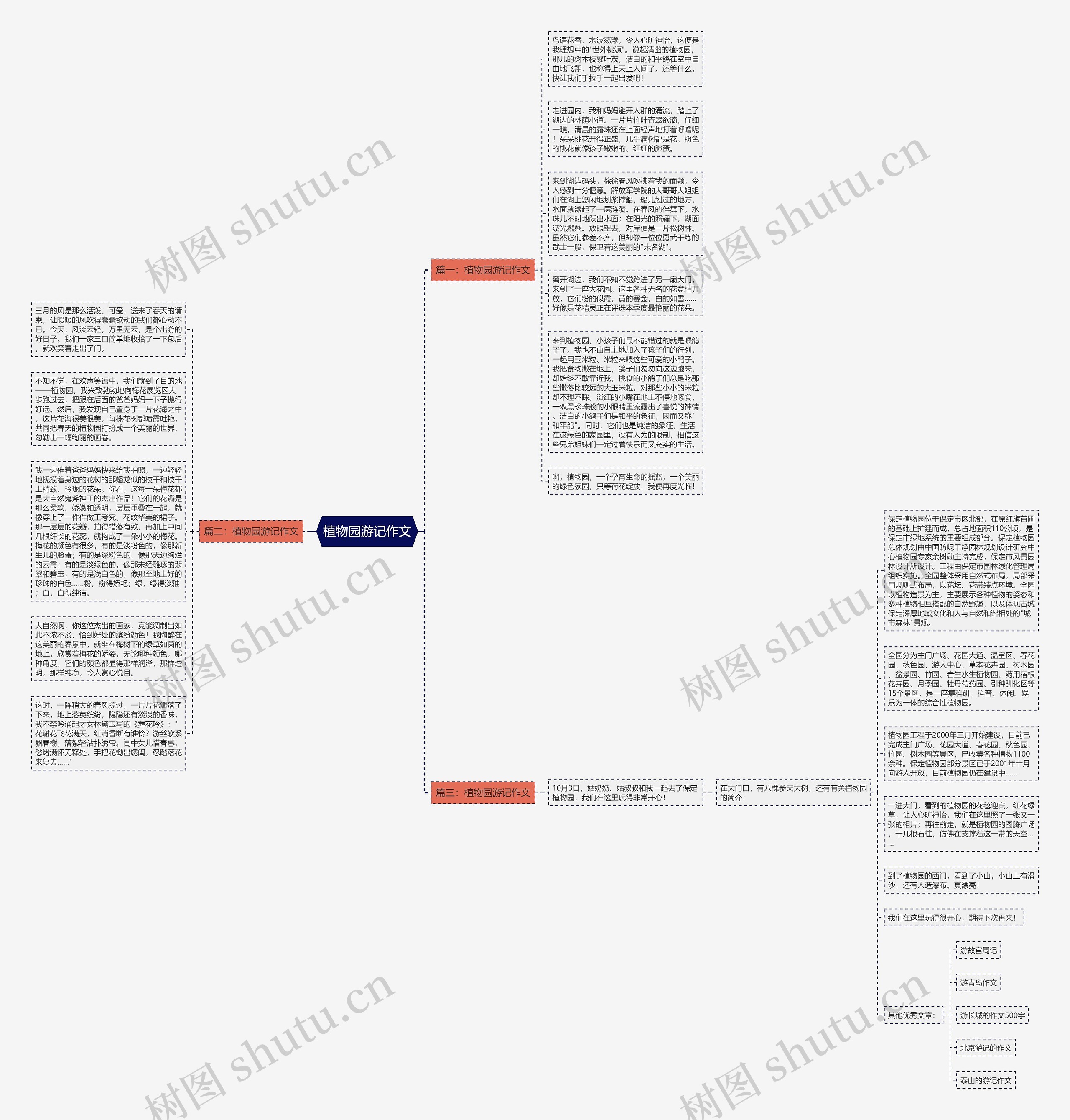 植物园游记作文思维导图