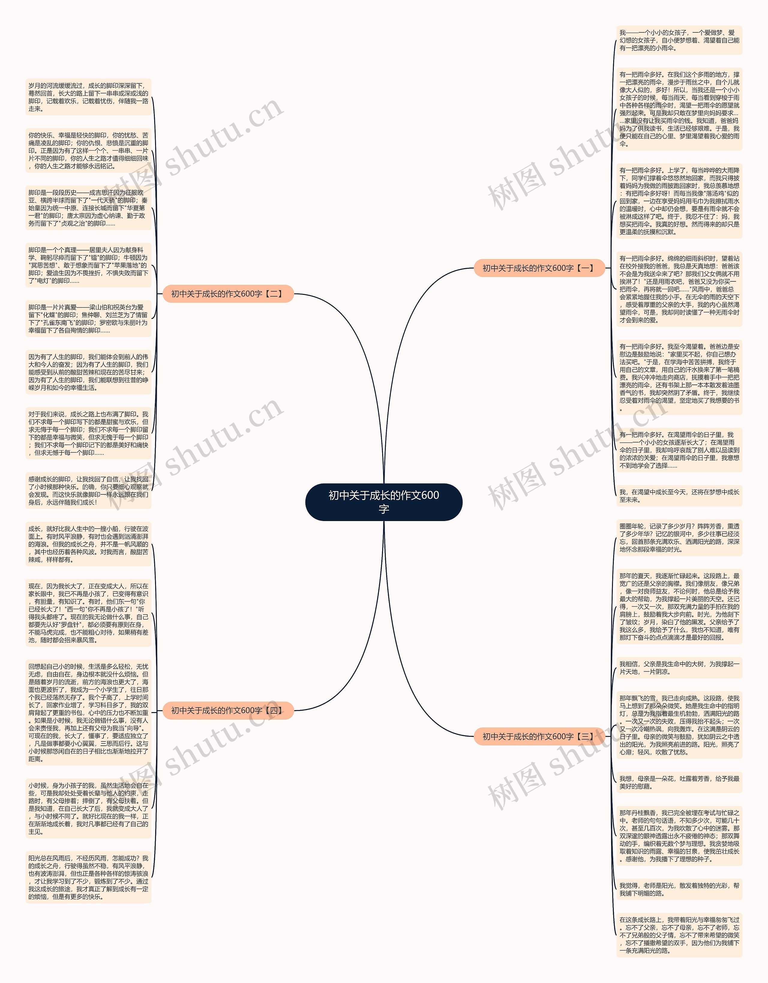 初中关于成长的作文600字思维导图