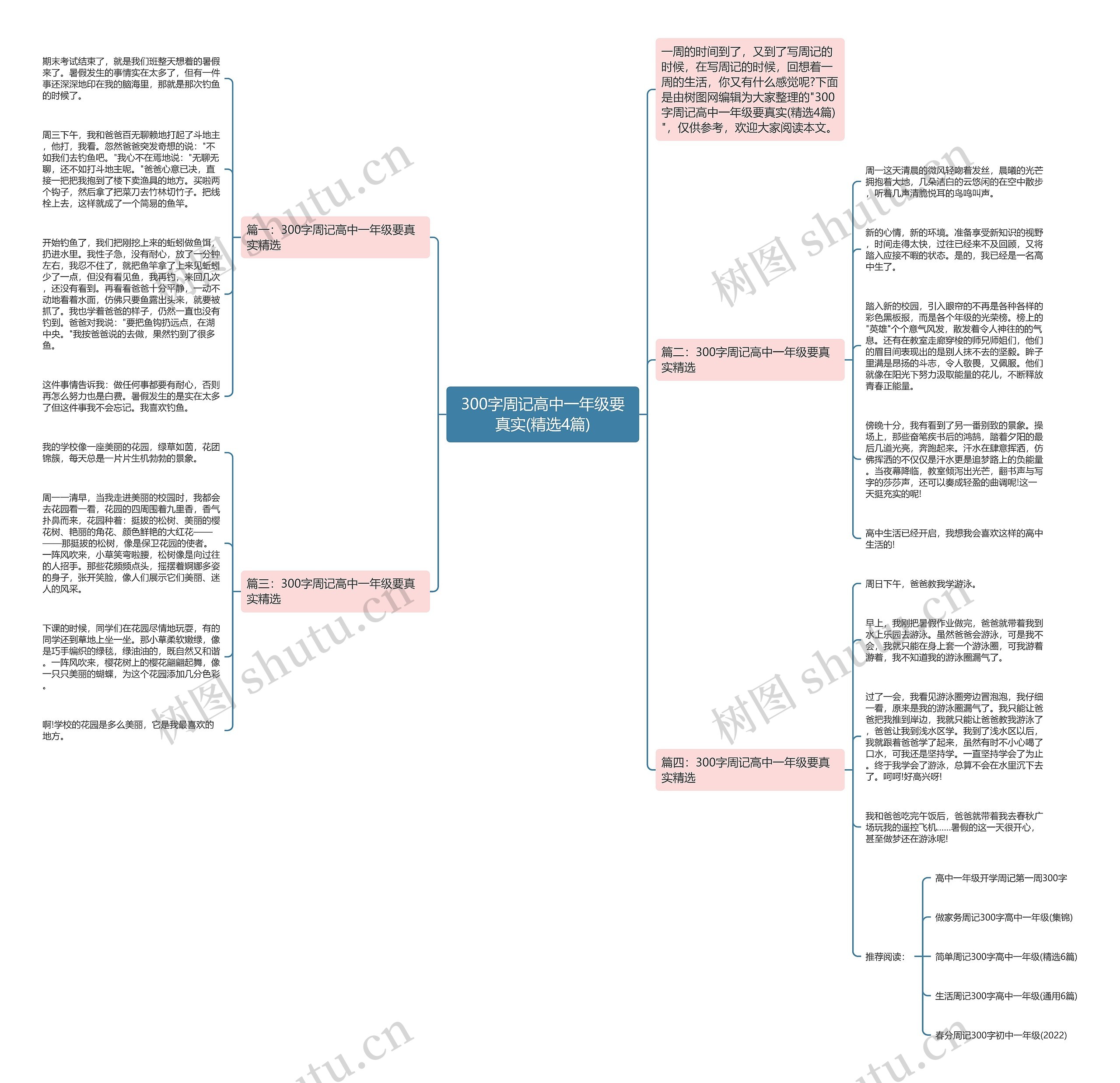 300字周记高中一年级要真实(精选4篇)思维导图