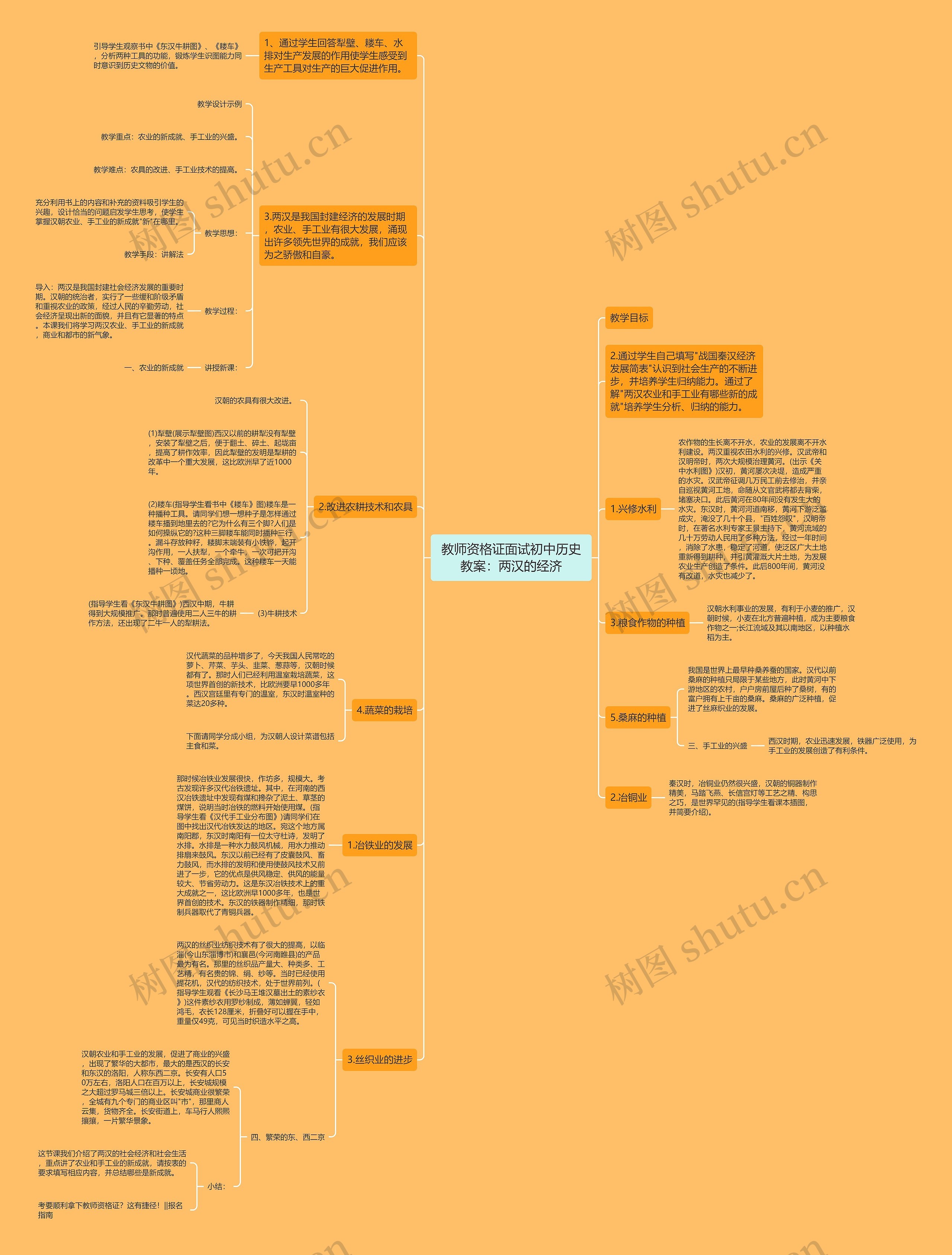 教师资格证面试初中历史教案：两汉的经济思维导图