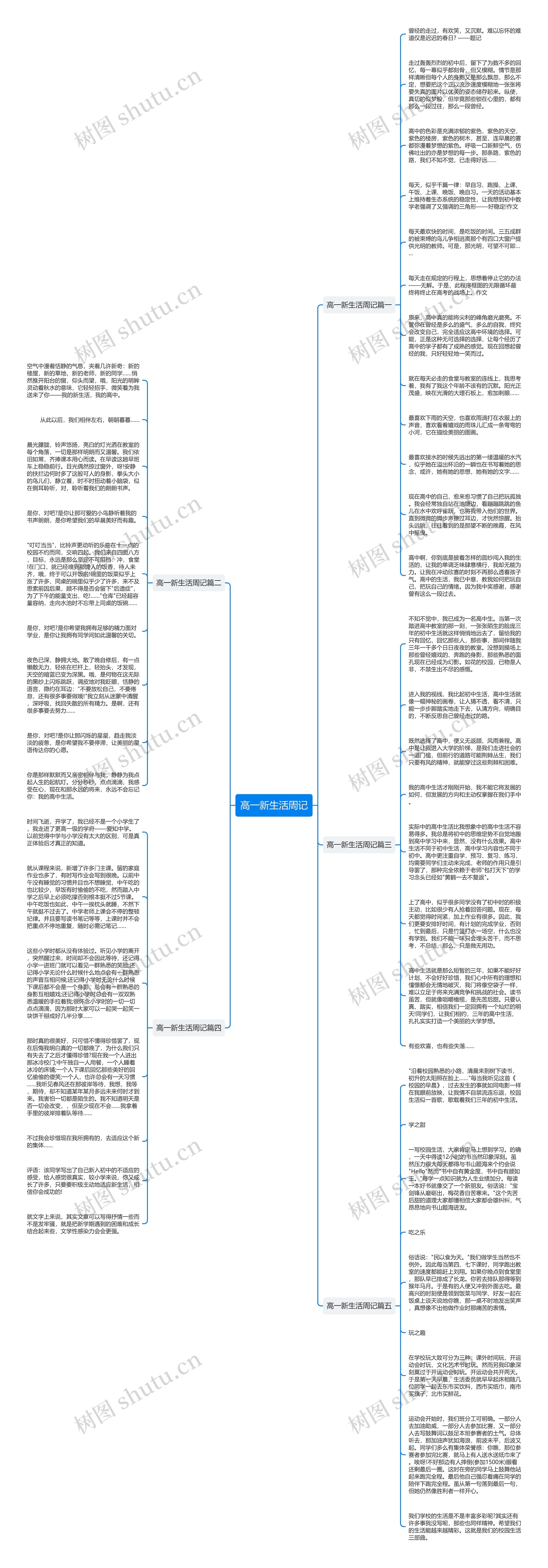 高一新生活周记思维导图