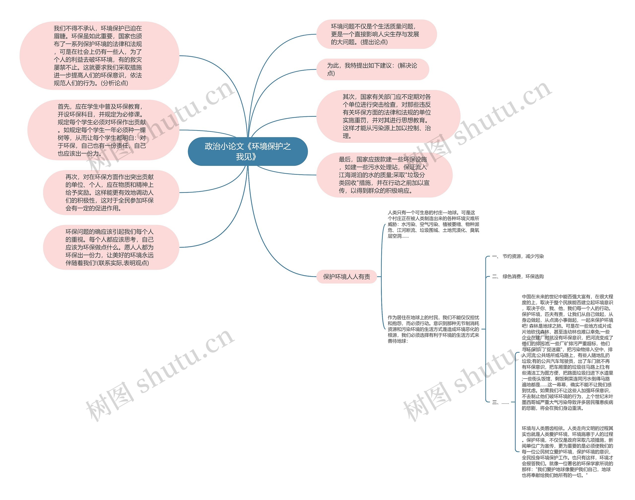 政治小论文《环境保护之我见》思维导图