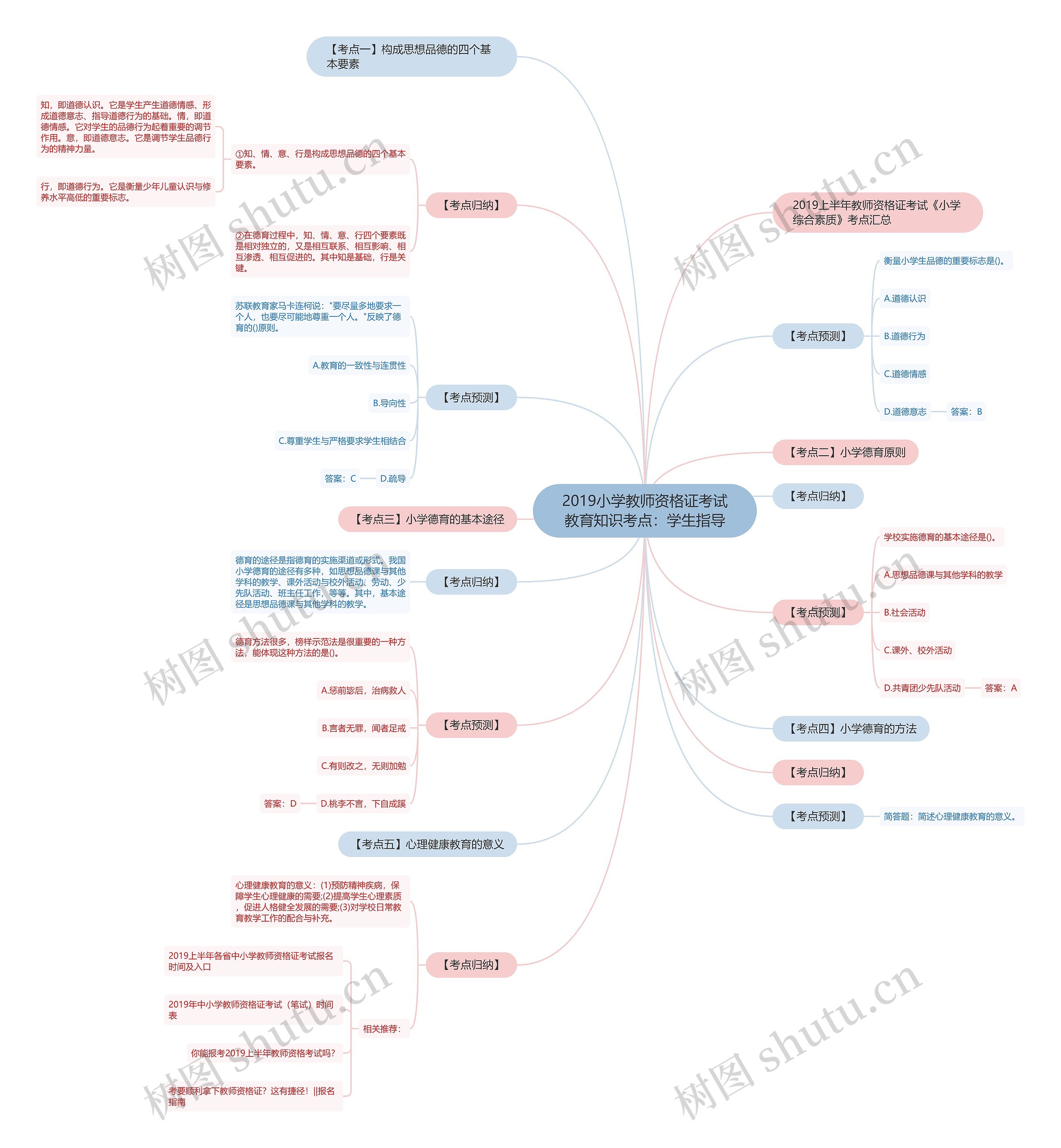 2019小学教师资格证考试教育知识考点：学生指导思维导图