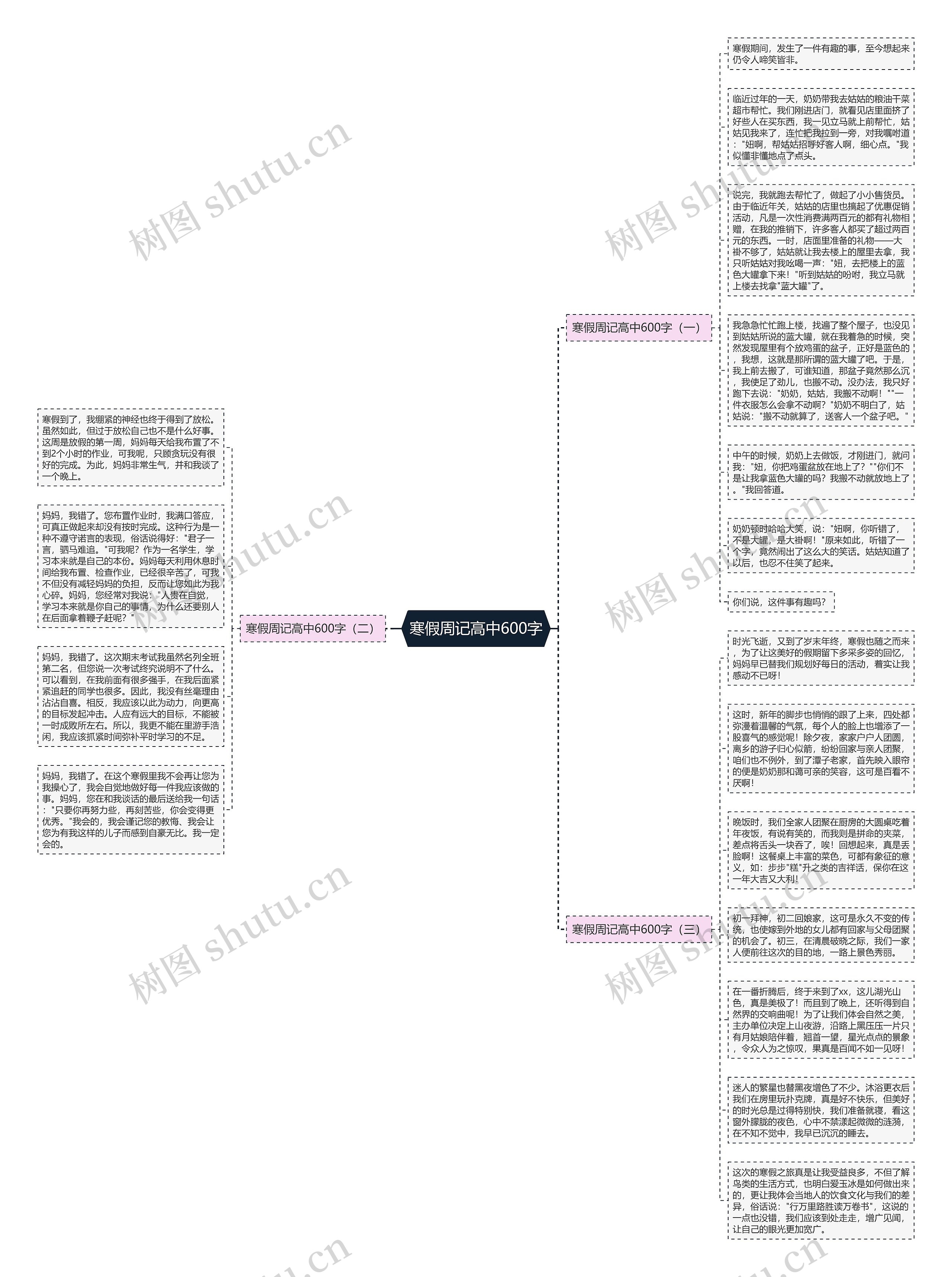 寒假周记高中600字思维导图