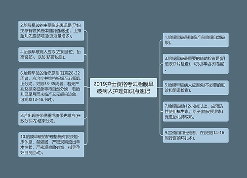 2019护士资格考试胎膜早破病人护理知识点速记