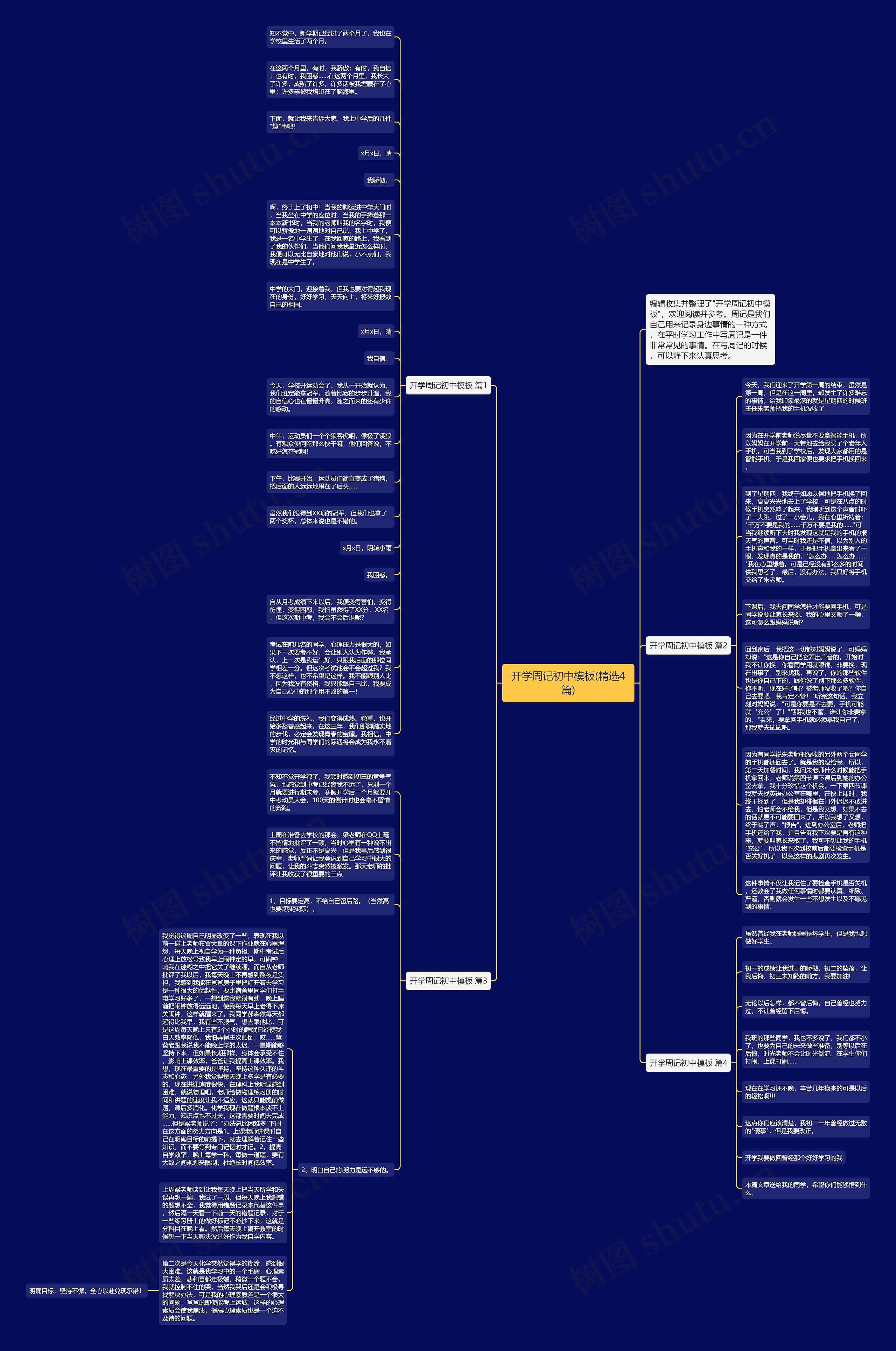 开学周记初中(精选4篇)思维导图