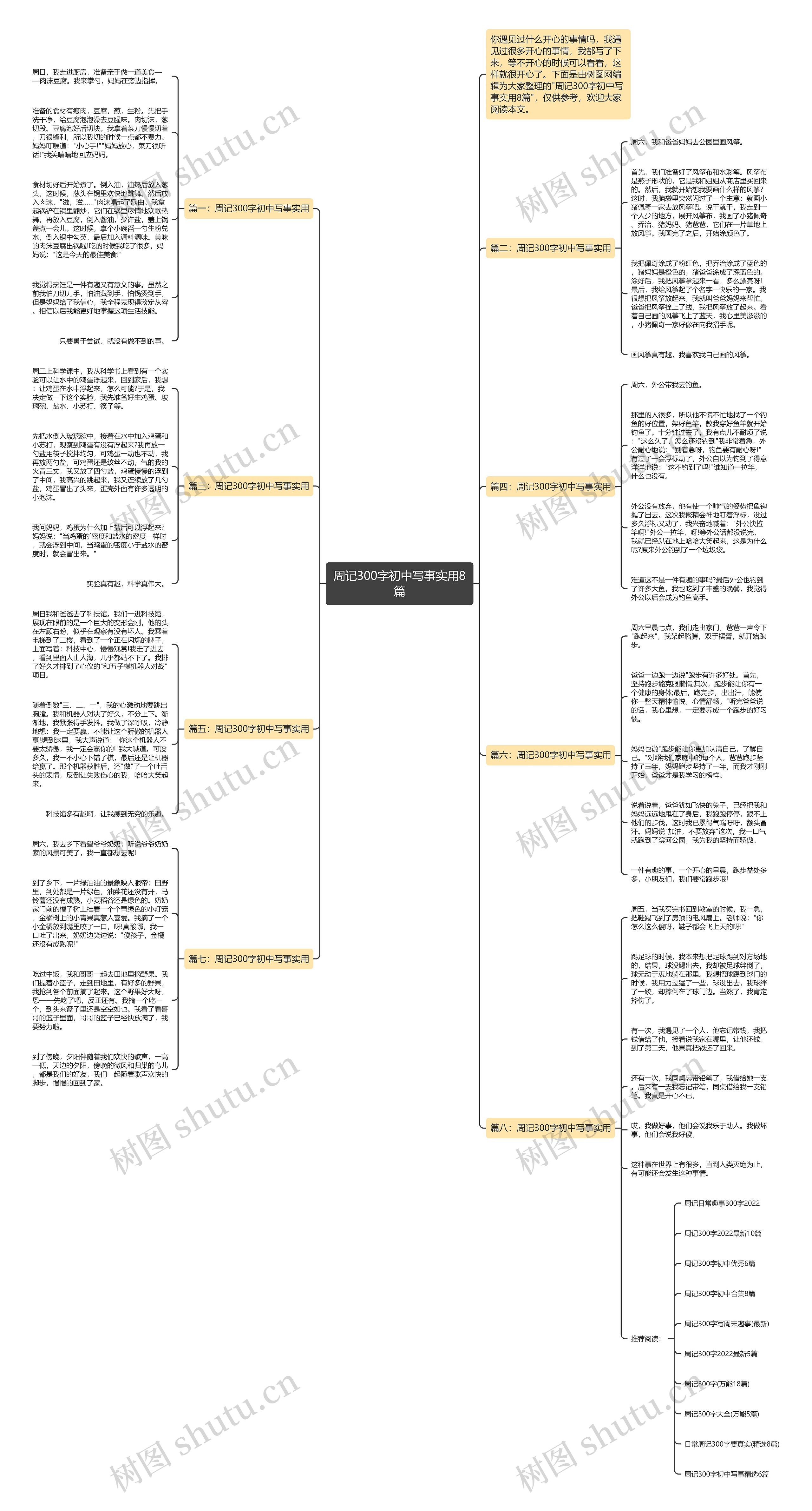 周记300字初中写事实用8篇思维导图
